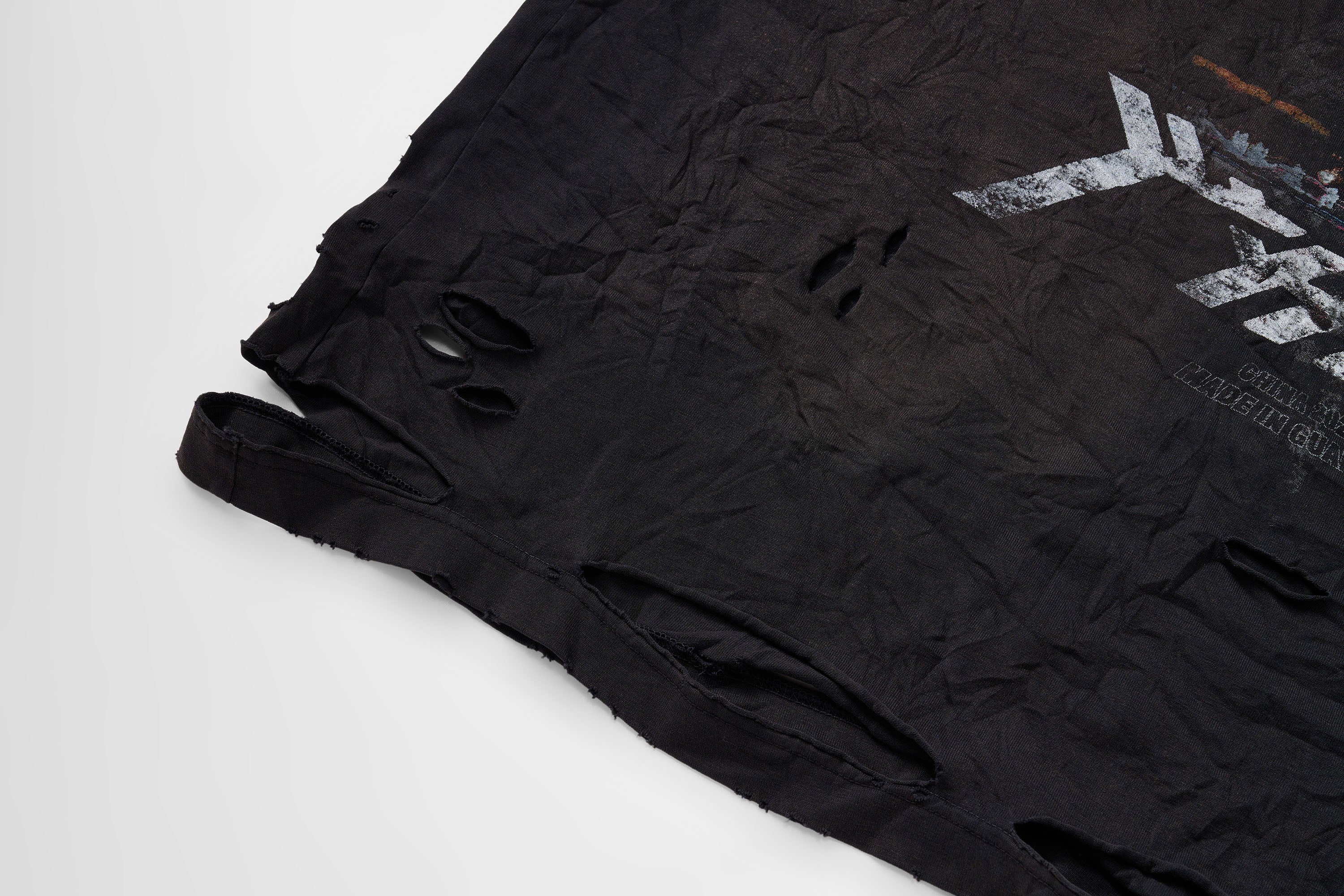 ULIPERY Distressed Glow Crinkled T-Shirt
