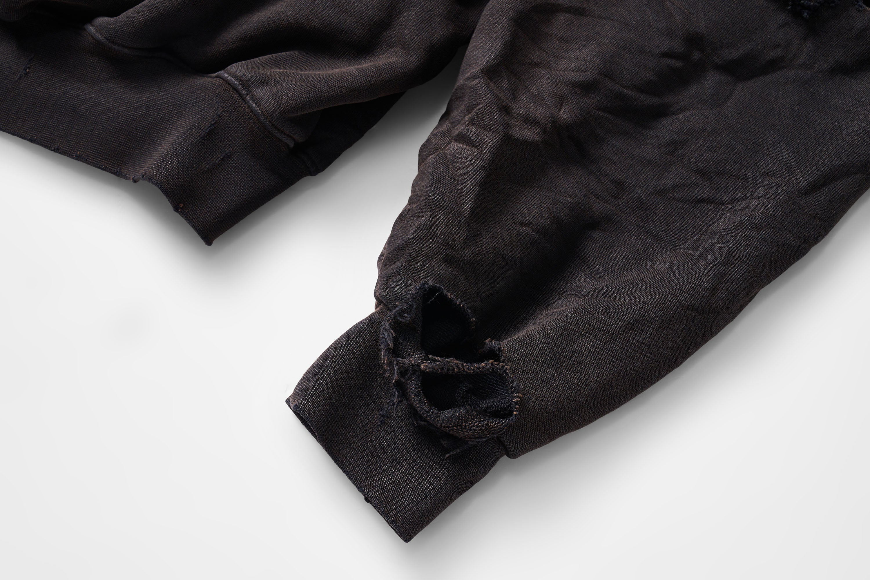 ULIPERY Distressed Glow Crinkled Hoodie