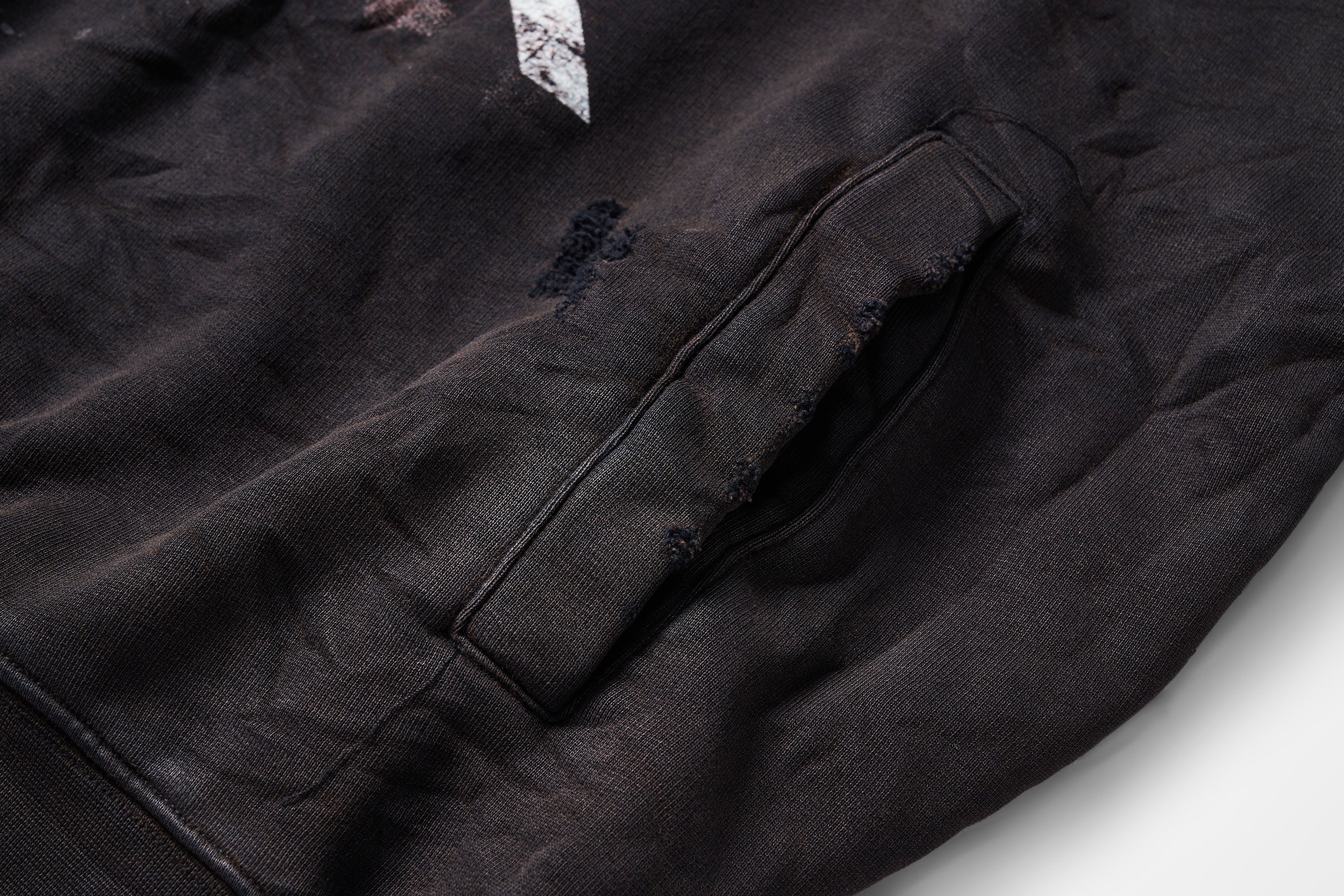 ULIPERY Distressed Glow Crinkled Hoodie