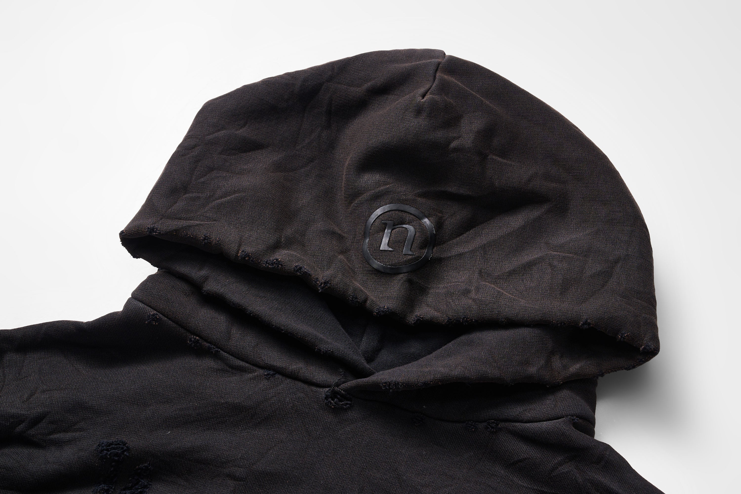 ULIPERY Distressed Glow Crinkled Hoodie