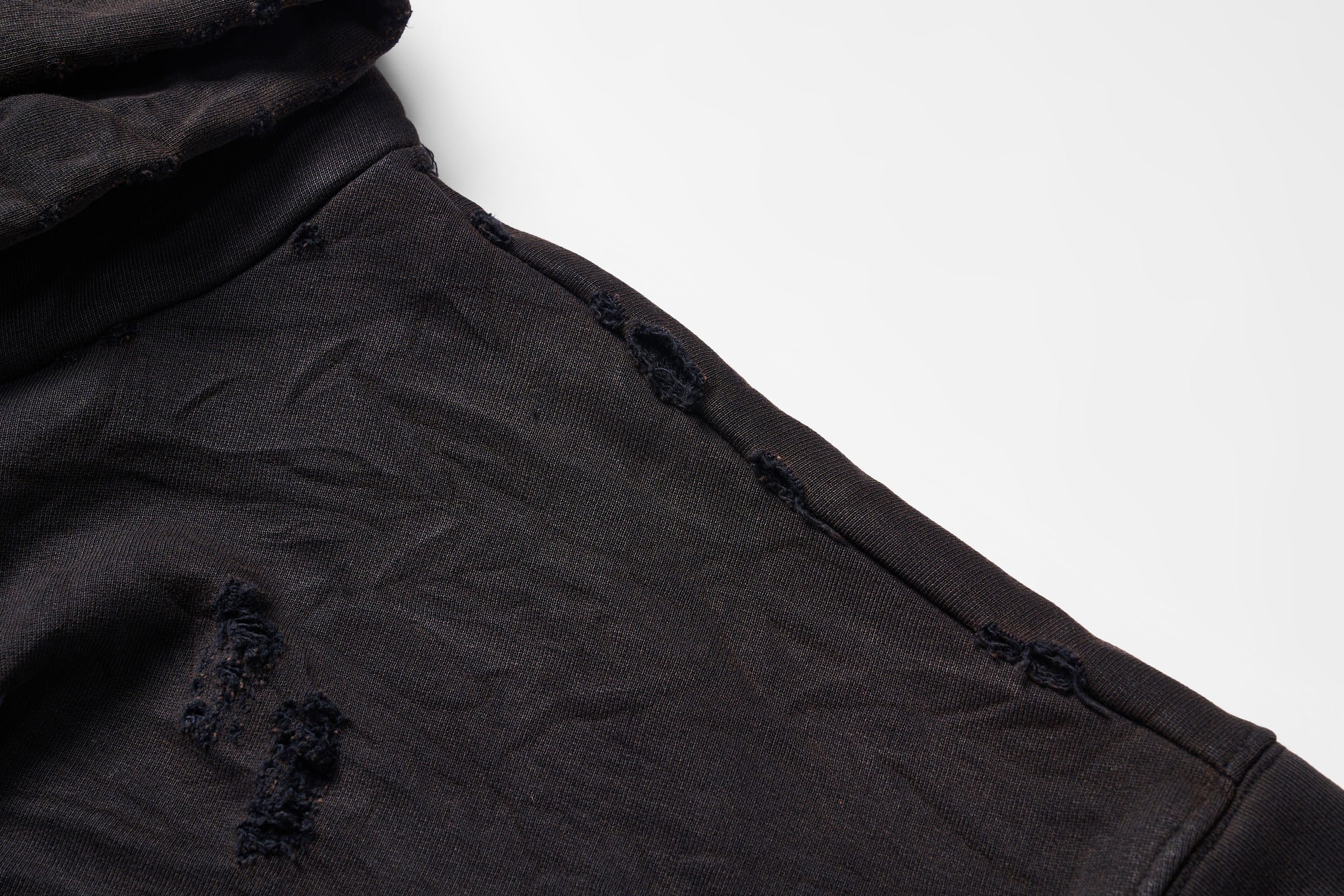 ULIPERY Distressed Glow Crinkled Hoodie