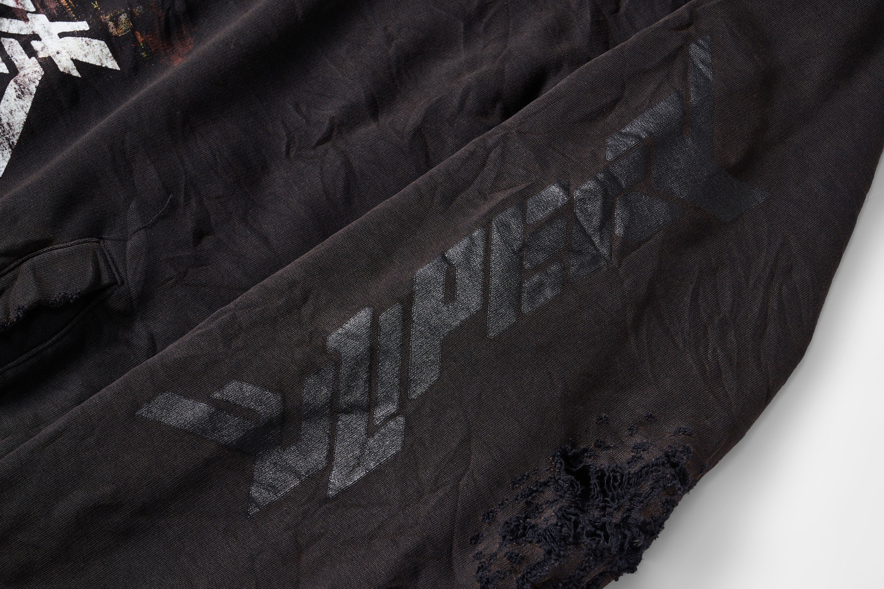 ULIPERY Distressed Glow Crinkled Hoodie