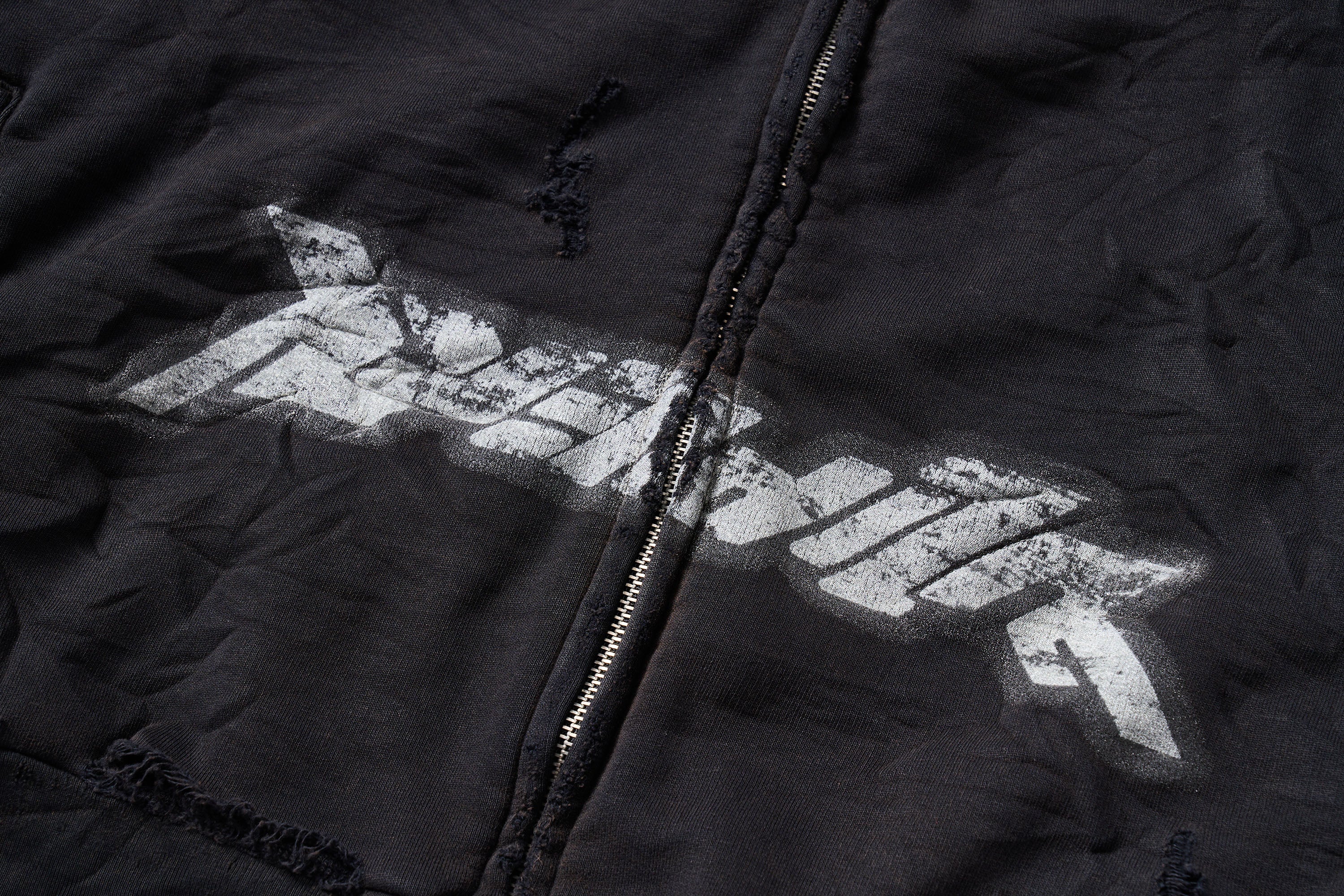 ULIPERY Distressed Glow Face-Cover Hooded Jacket
