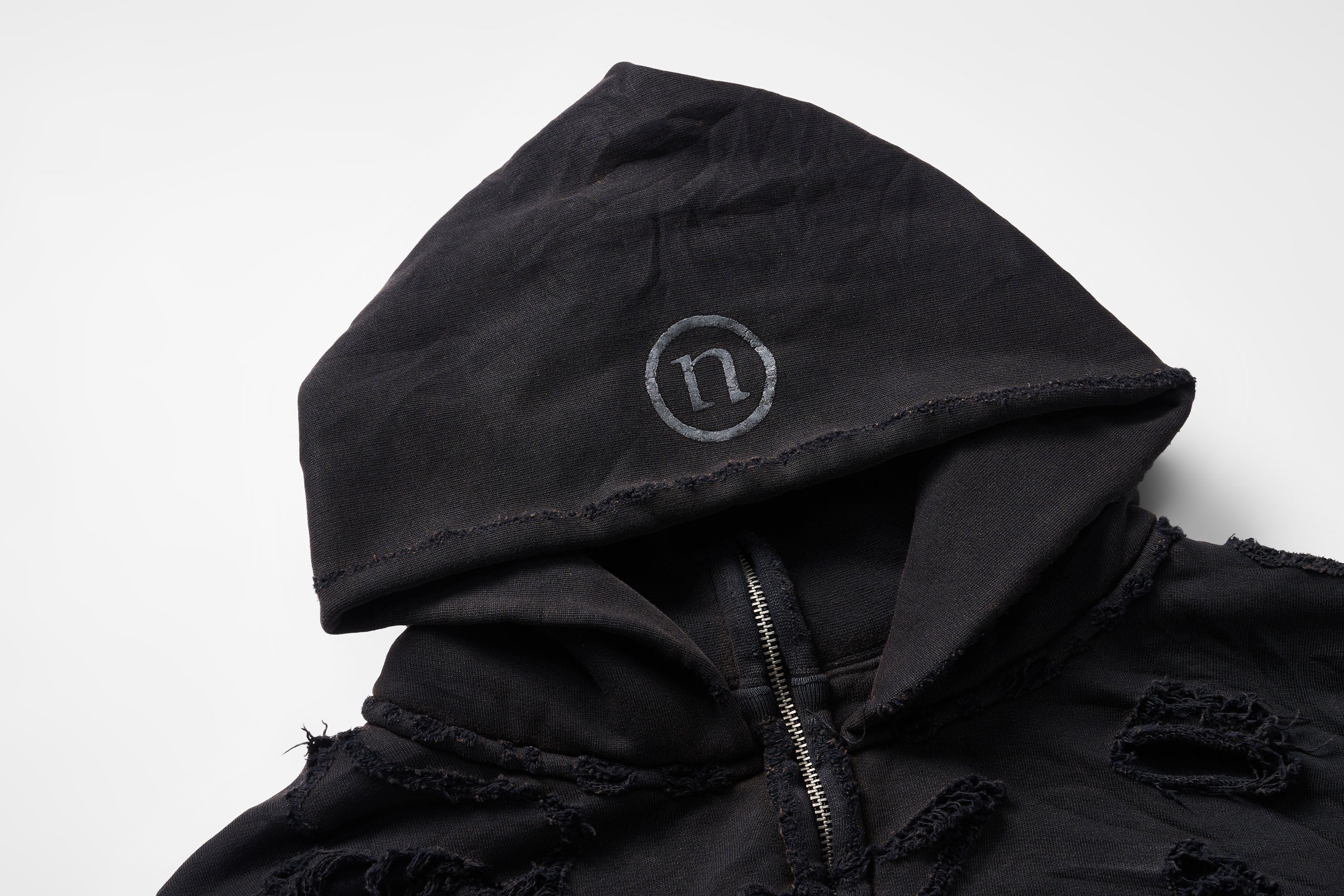 ULIPERY Distressed Glow Face-Cover Hooded Jacket