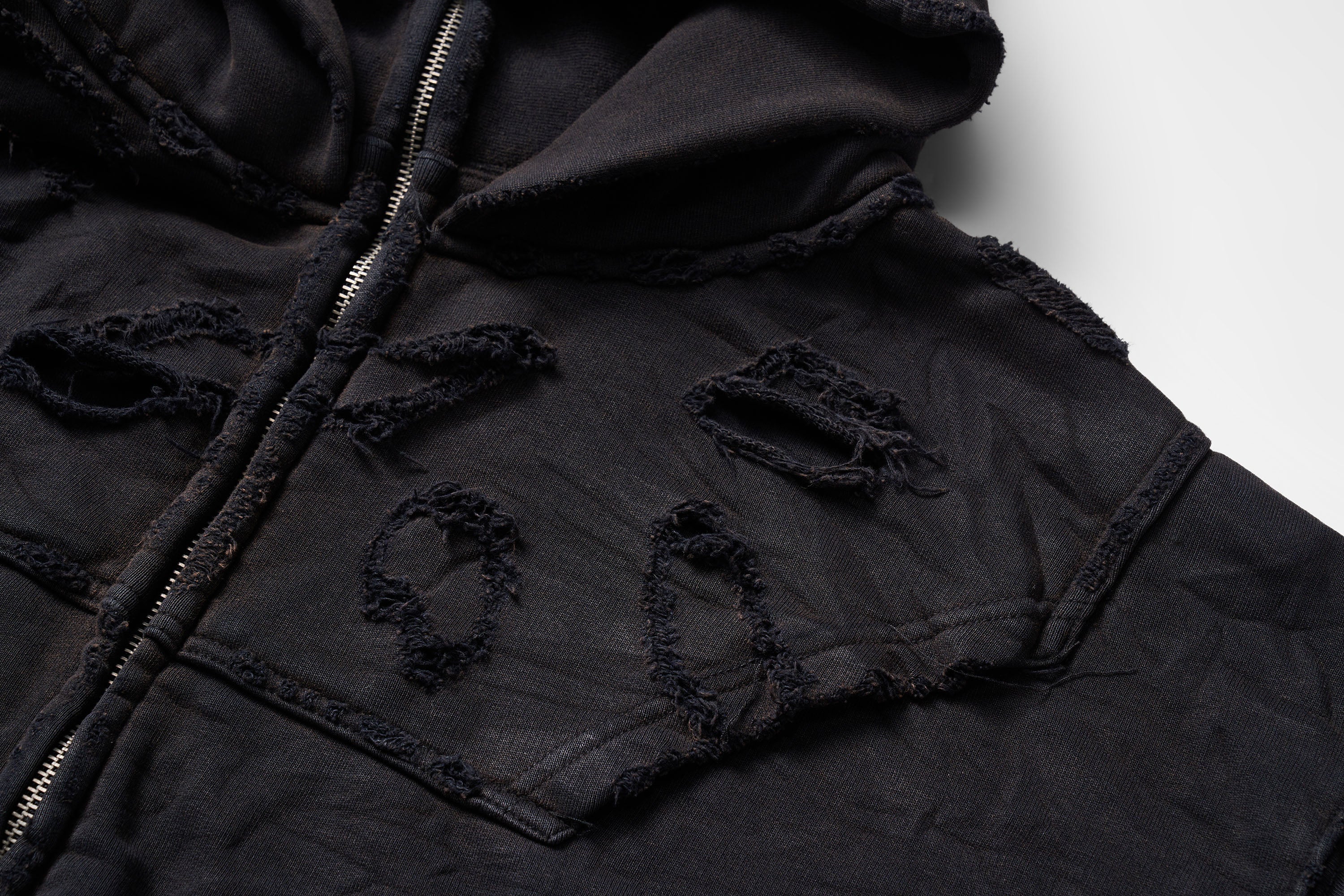 ULIPERY Distressed Glow Face-Cover Hooded Jacket