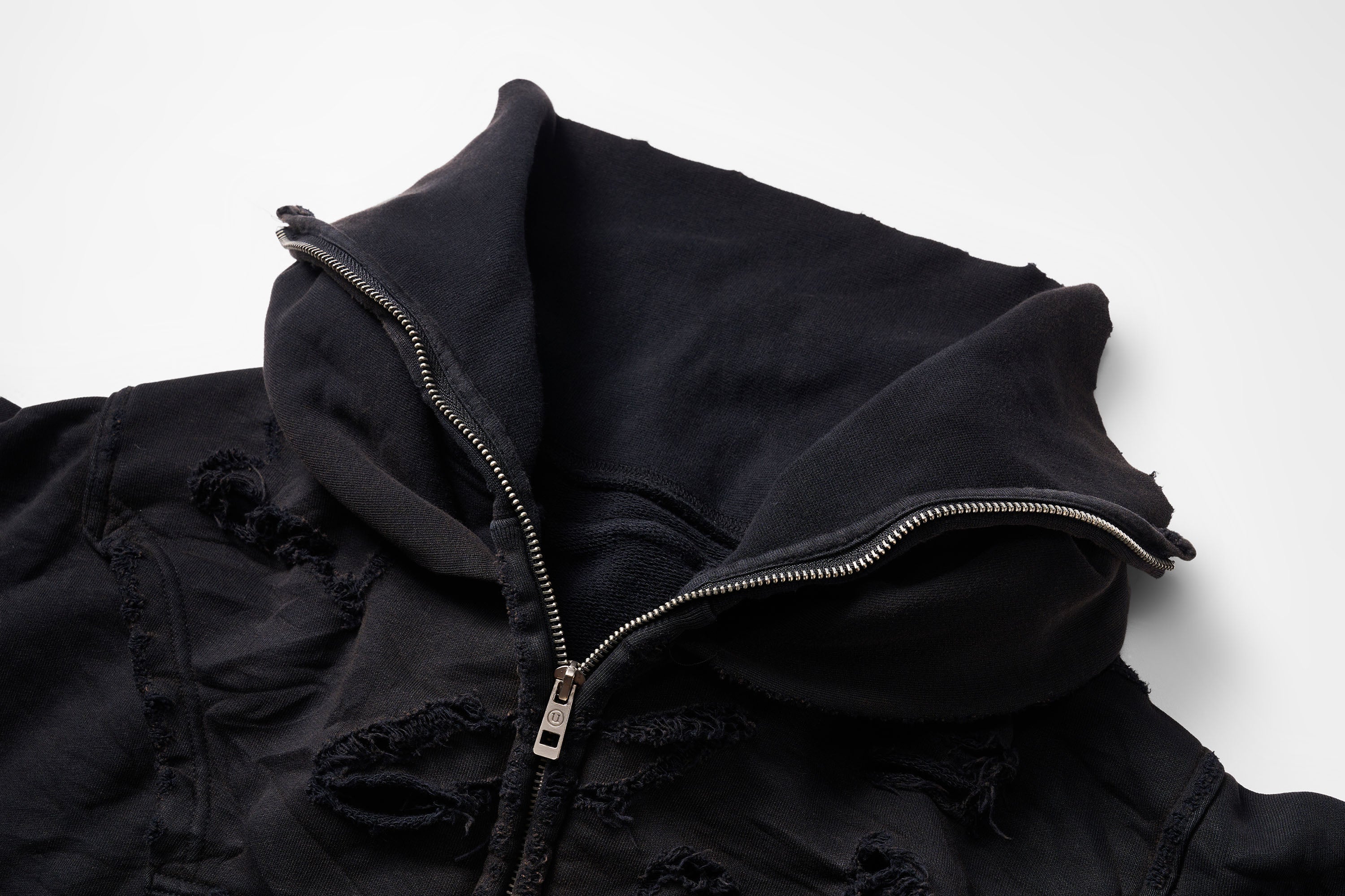 ULIPERY Distressed Glow Face-Cover Hooded Jacket