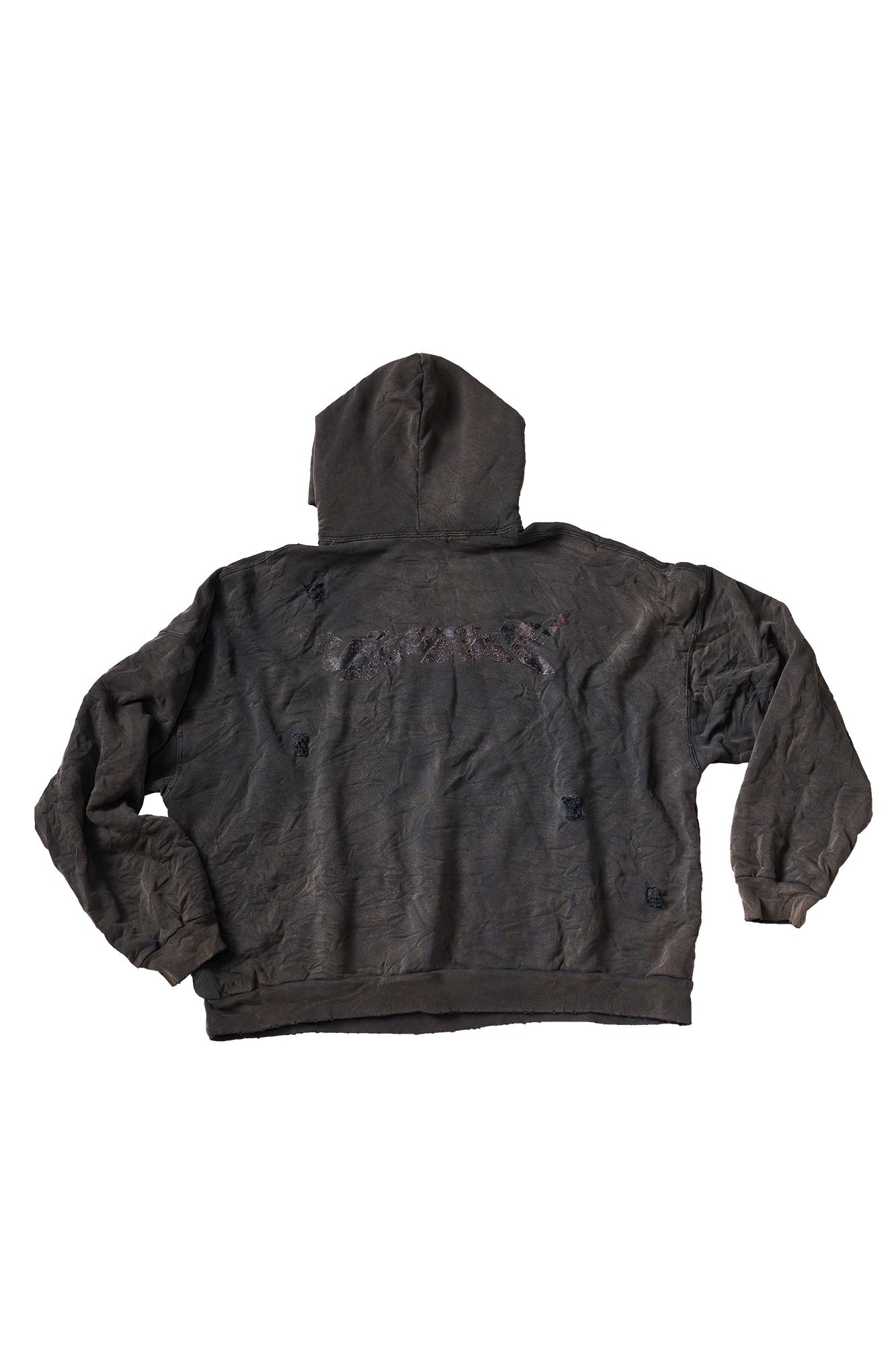 ULIPERY Dirty Fit Distressed Crinkled Hoodie Black