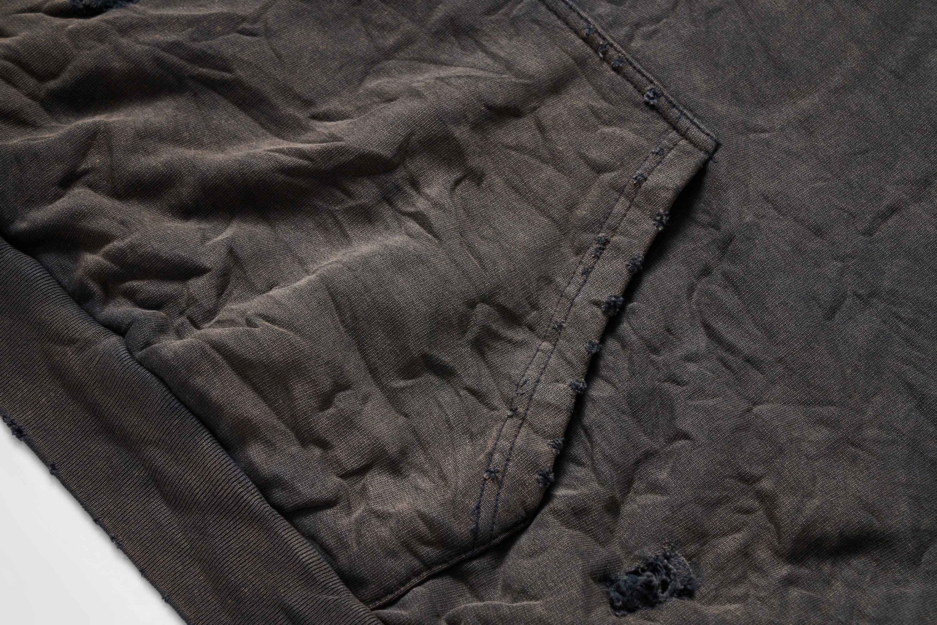 ULIPERY Dirty Fit Distressed Crinkled Hoodie Black