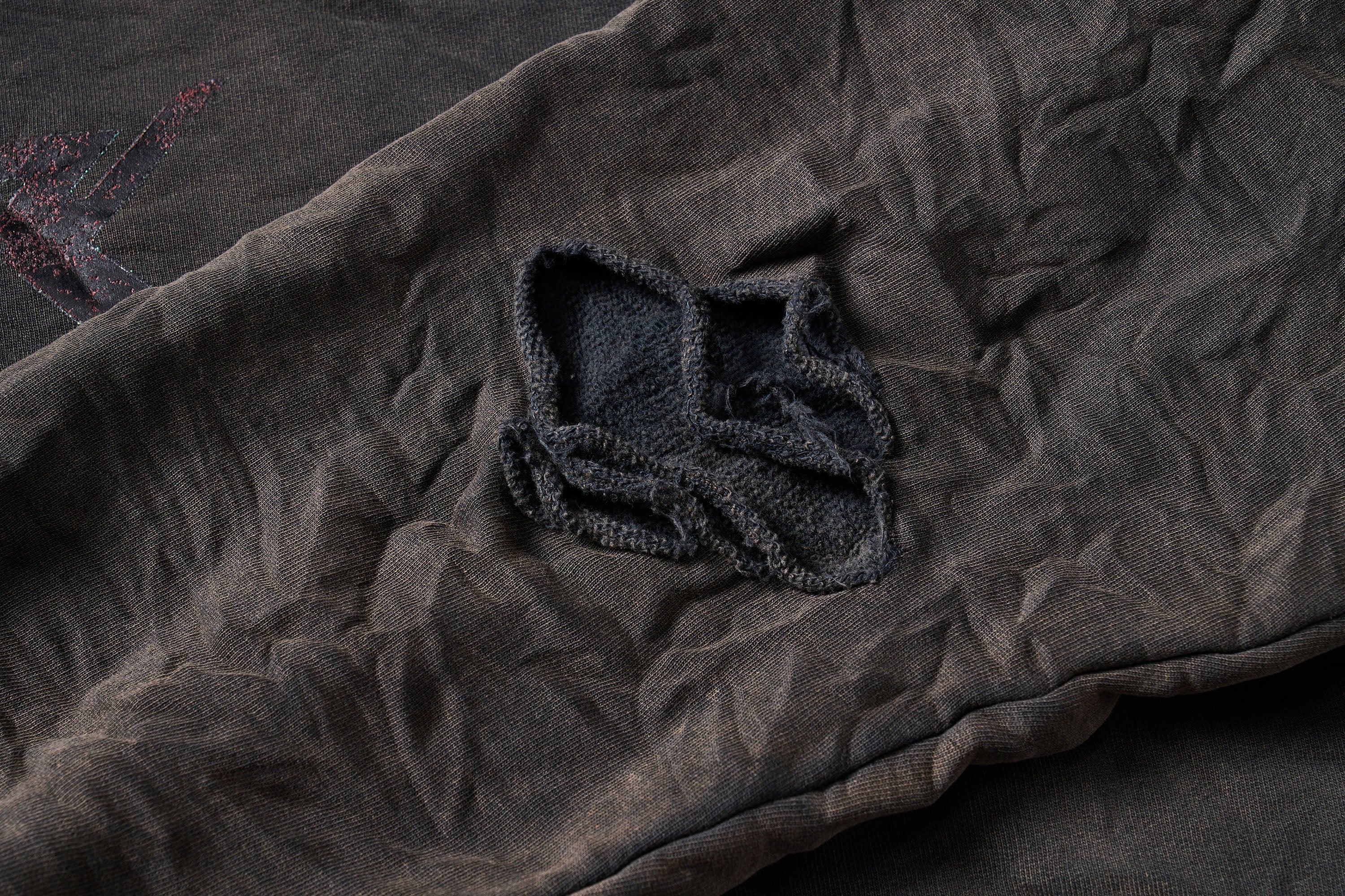 ULIPERY Dirty Fit Distressed Crinkled Hoodie Black