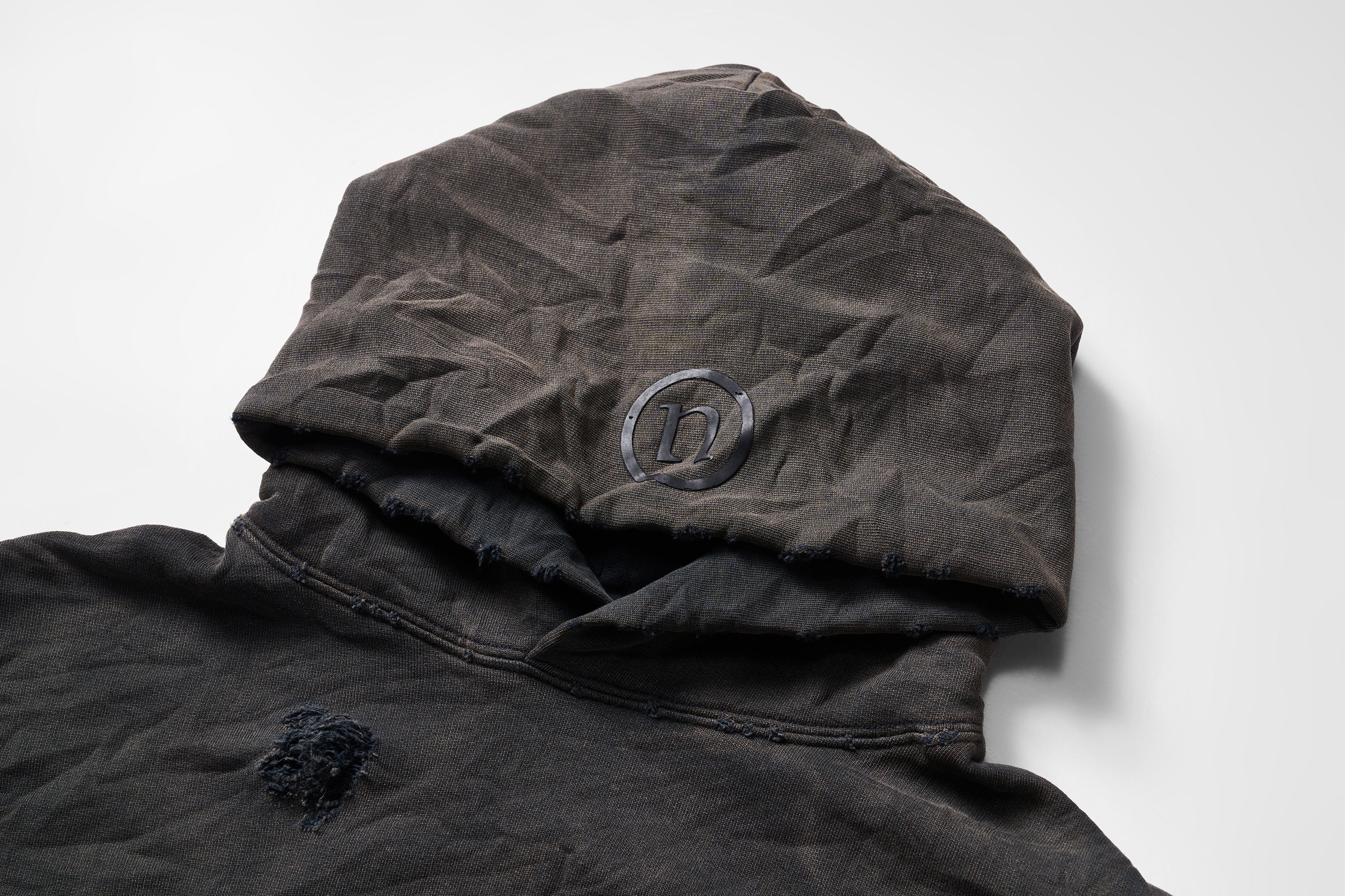 ULIPERY Dirty Fit Distressed Crinkled Hoodie Black