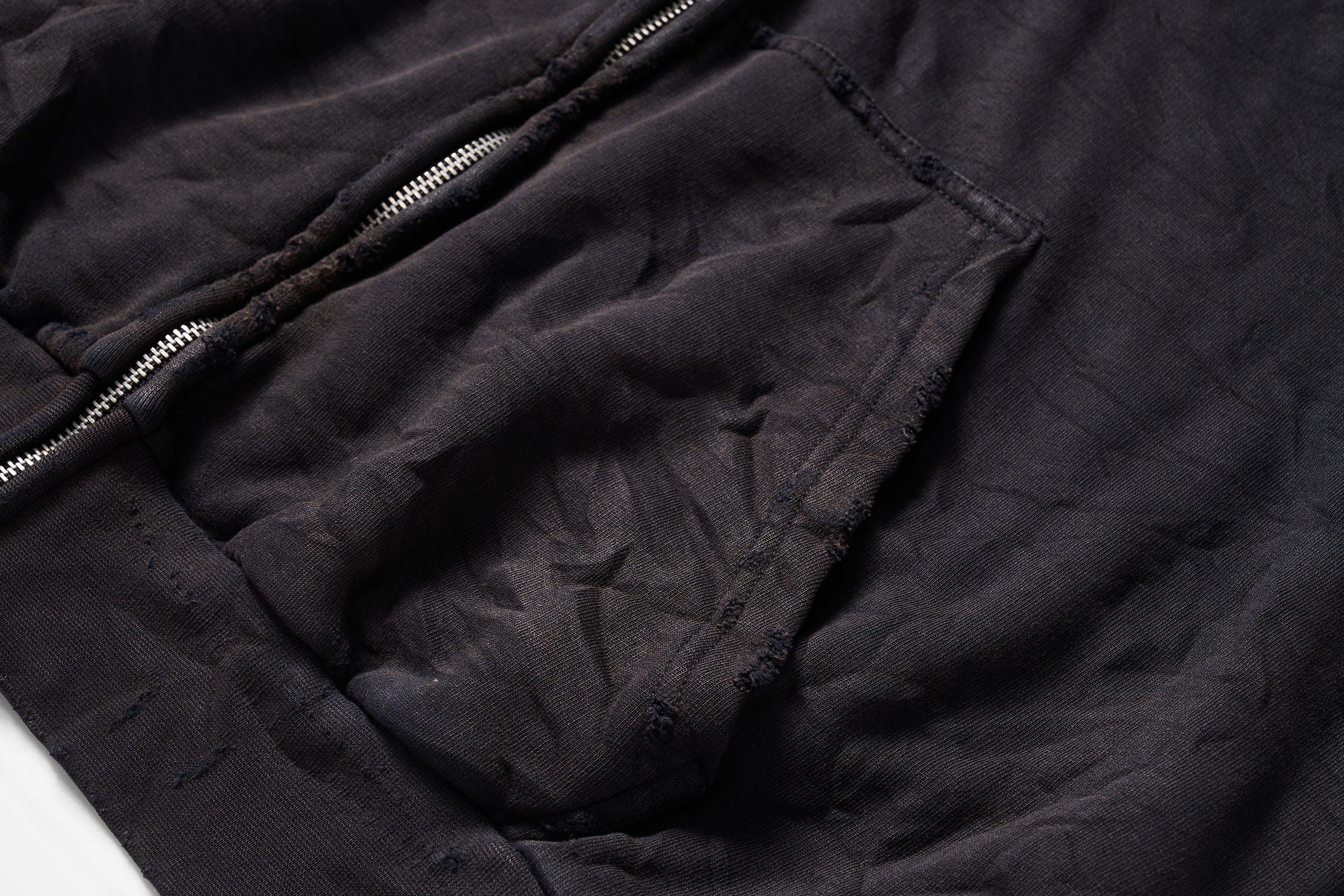 ULIPERY Distressed Crinkled Hooded Jacket