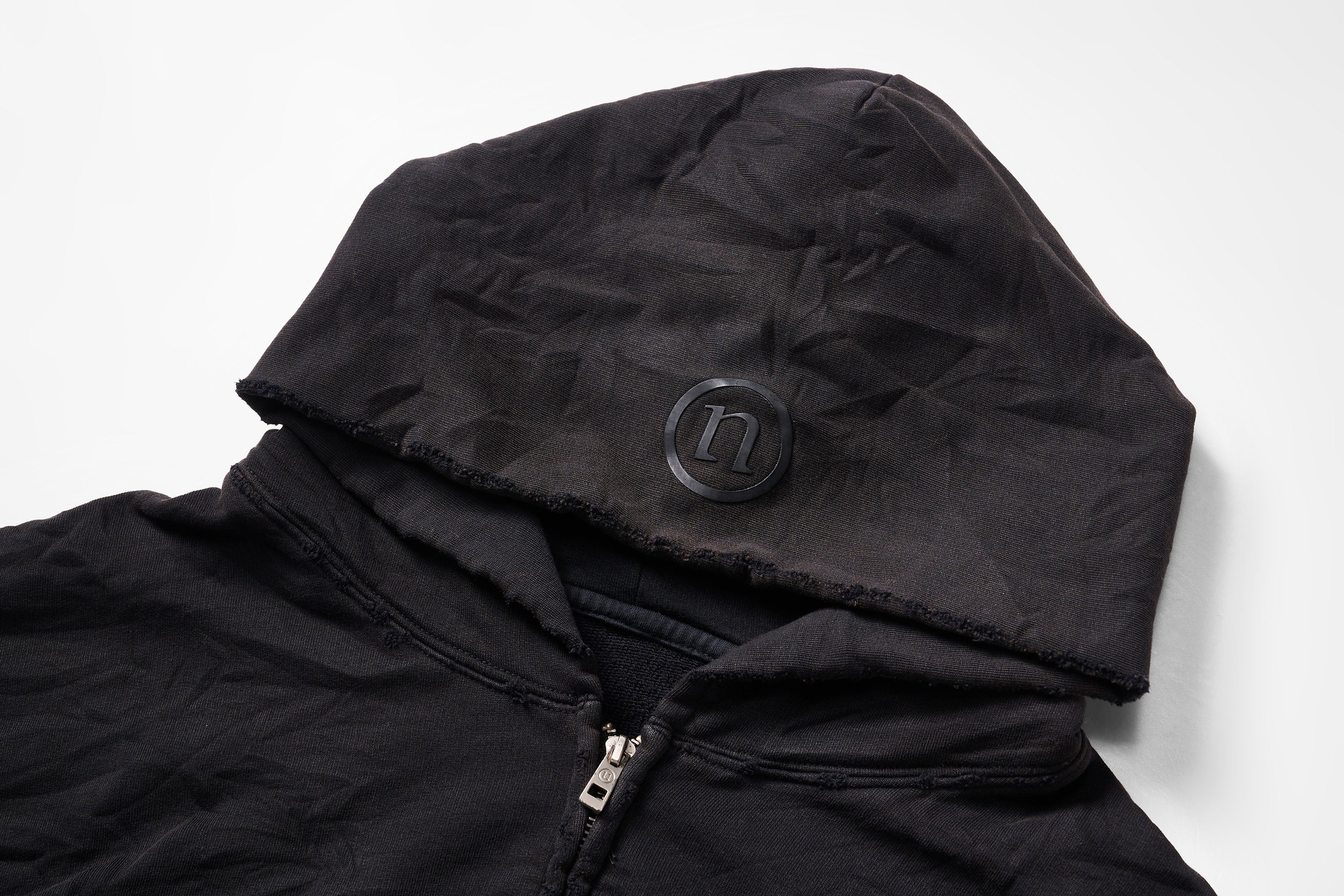 ULIPERY Distressed Crinkled Hooded Jacket