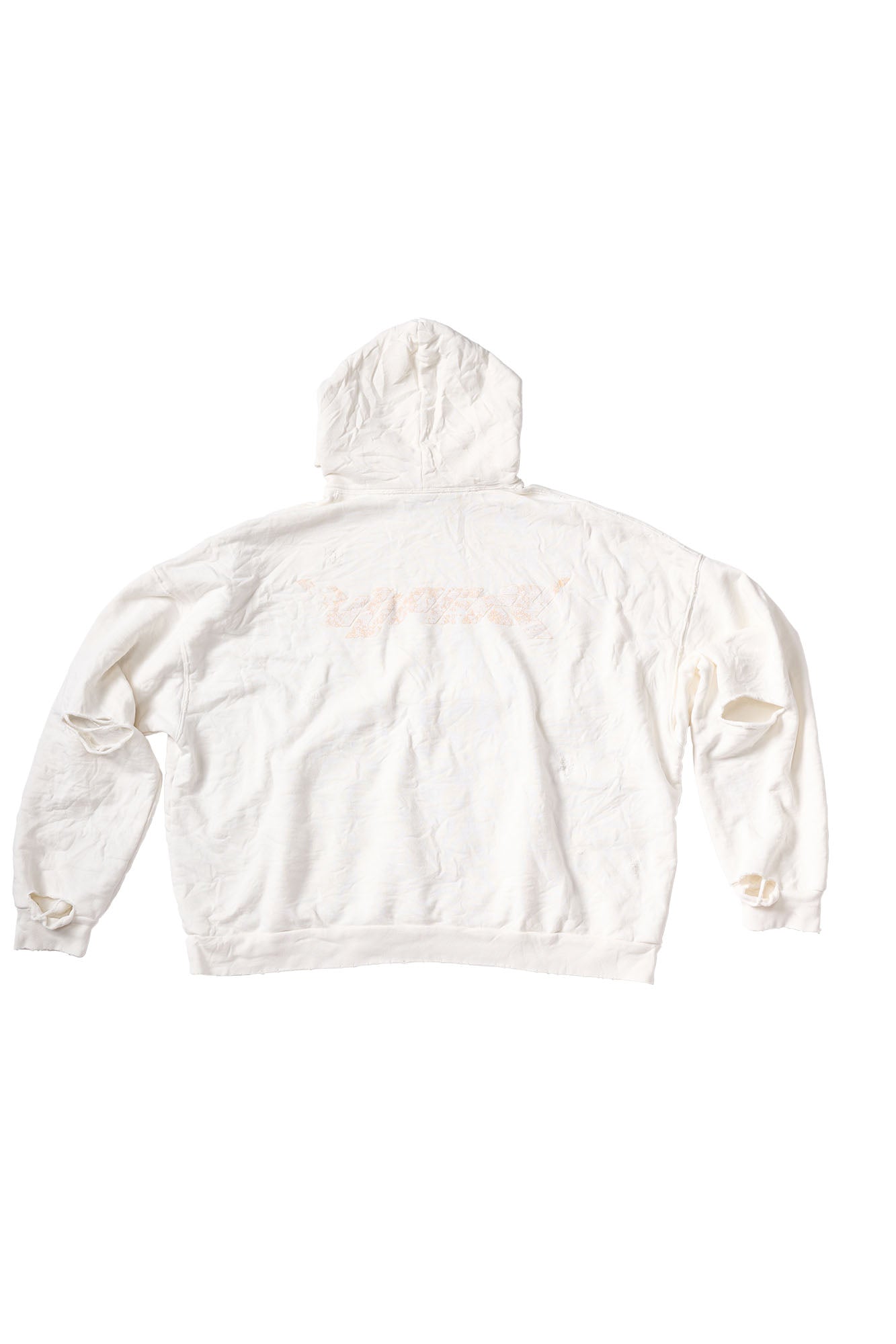 ULIPERY Dirty Fit Distressed Crinkled Hoodie White