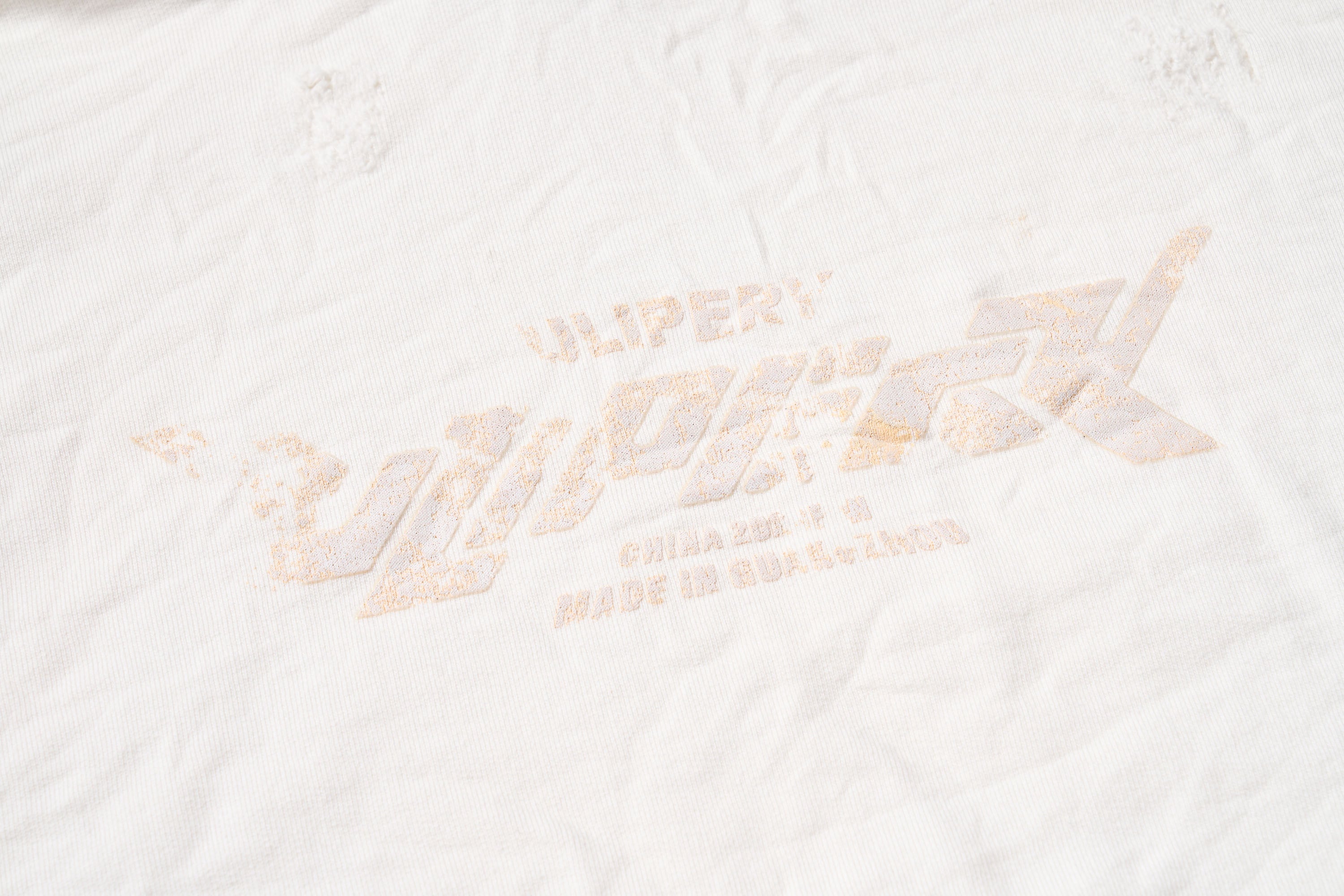 ULIPERY Dirty Fit Distressed Crinkled Hoodie White