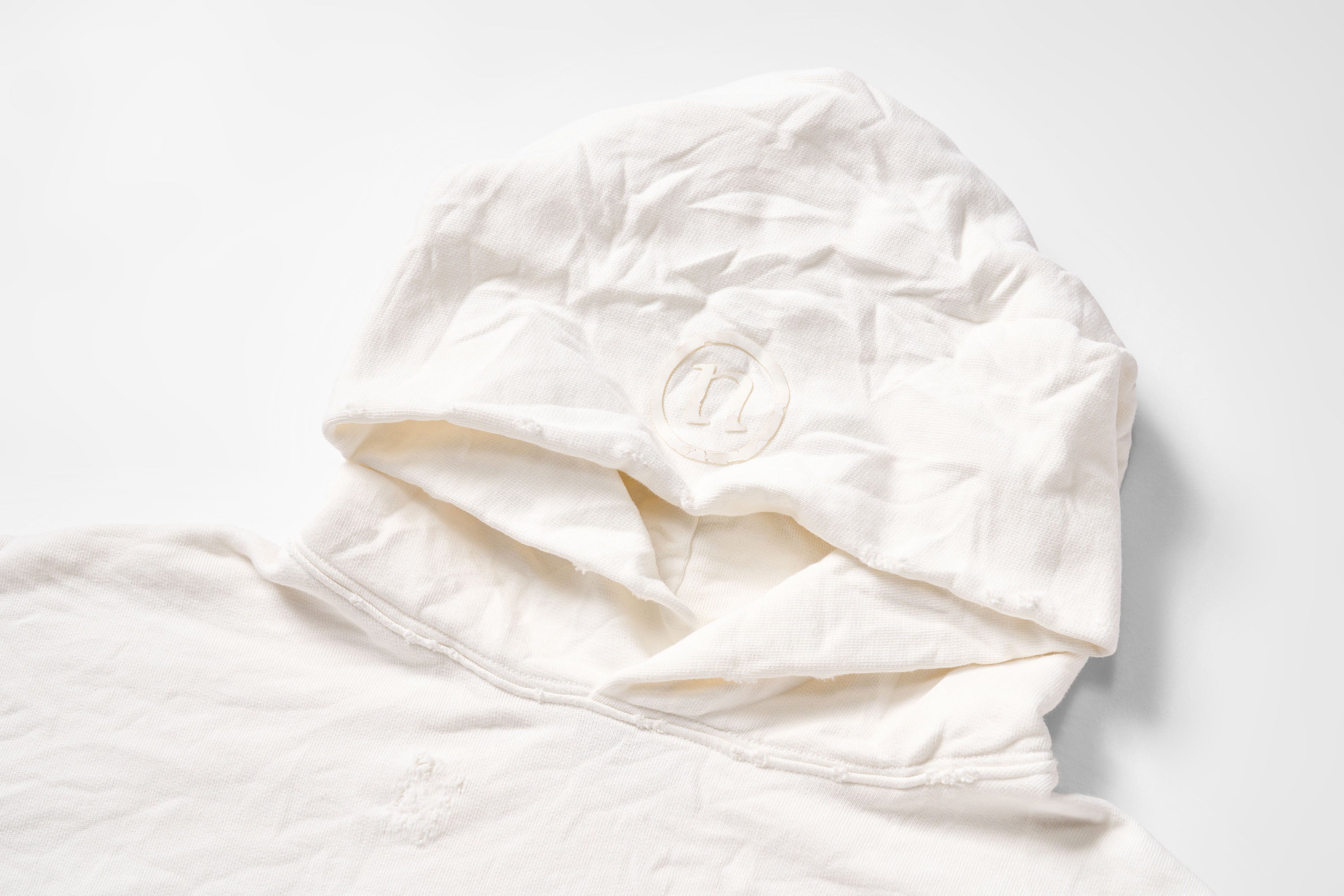 ULIPERY Dirty Fit Distressed Crinkled Hoodie White