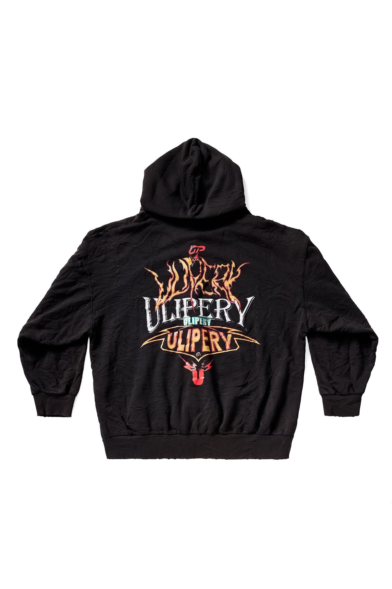 ULIPERY Distressed Crinkled Hooded Jacket