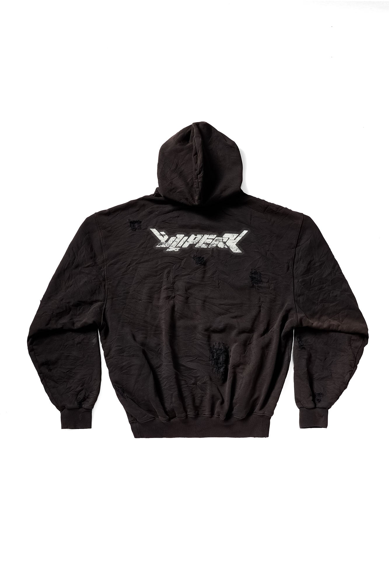 ULIPERY Distressed Glow Crinkled Hoodie