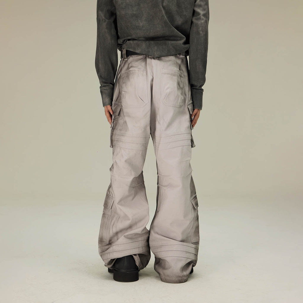 FLYERRER Multi-Pocket Pleated Faded Cargo Pants, premium urban and streetwear designers apparel on PROJECTISR.com, FLYERRER