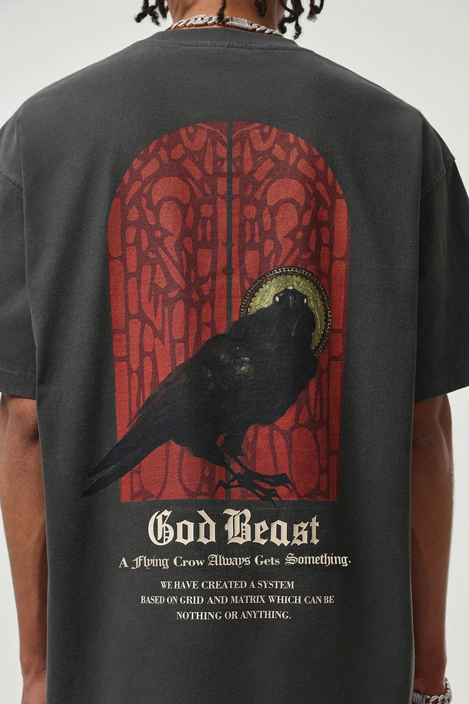 BONELESS Angry Crow T-Shirt, premium urban and streetwear designers apparel on PROJECTISR.com, BONELESS