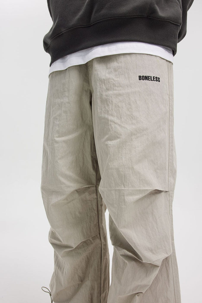 BONELESS Crinkled Drawstring Logo Pants, premium urban and streetwear designers apparel on PROJECTISR.com, BONELESS