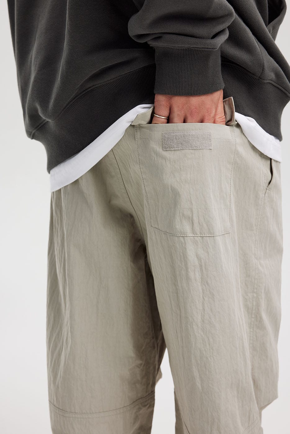 BONELESS Crinkled Drawstring Logo Pants, premium urban and streetwear designers apparel on PROJECTISR.com, BONELESS