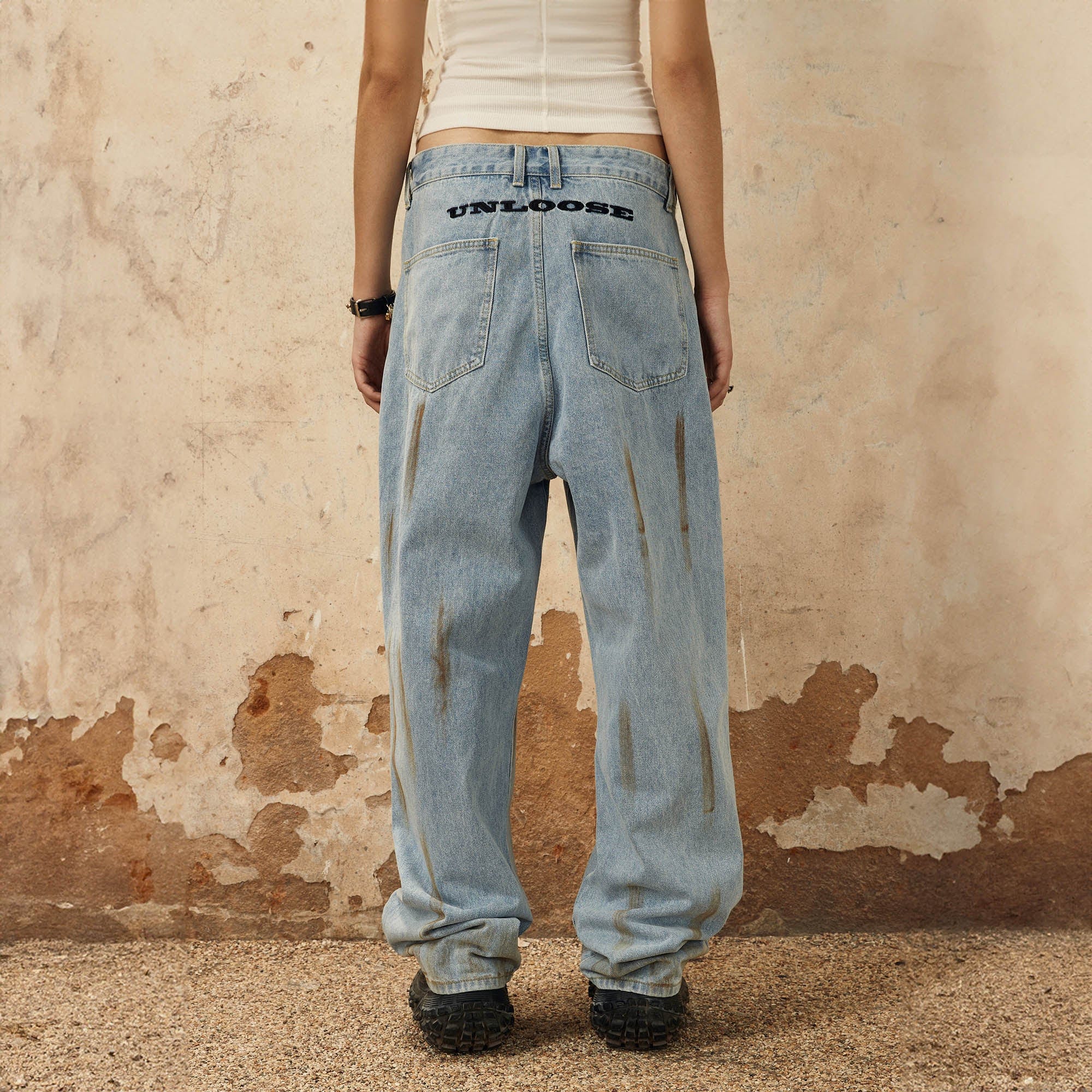 OVDY Frayed Paneled Jeans