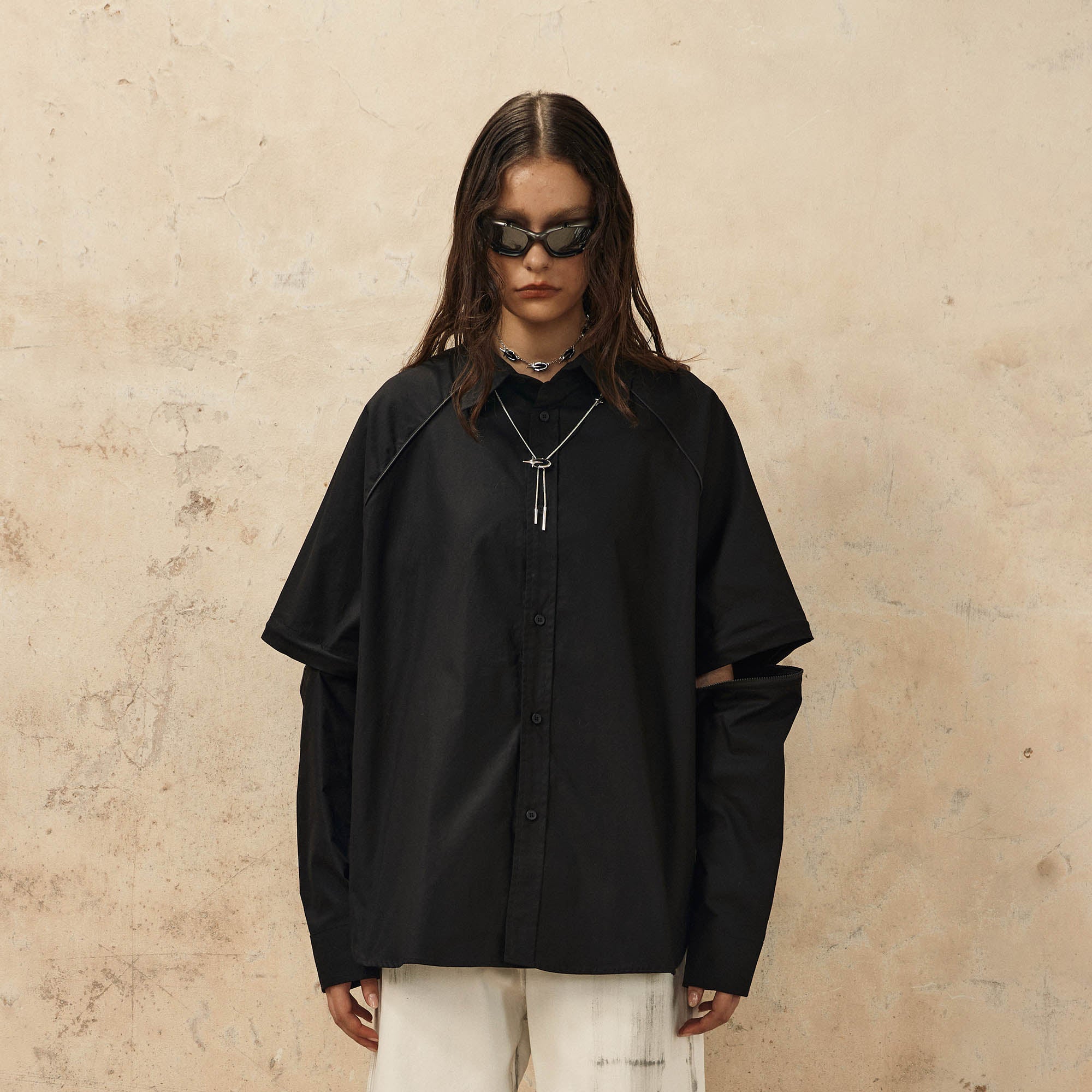 OVDY Detachable Sleeve Oversized Shirt