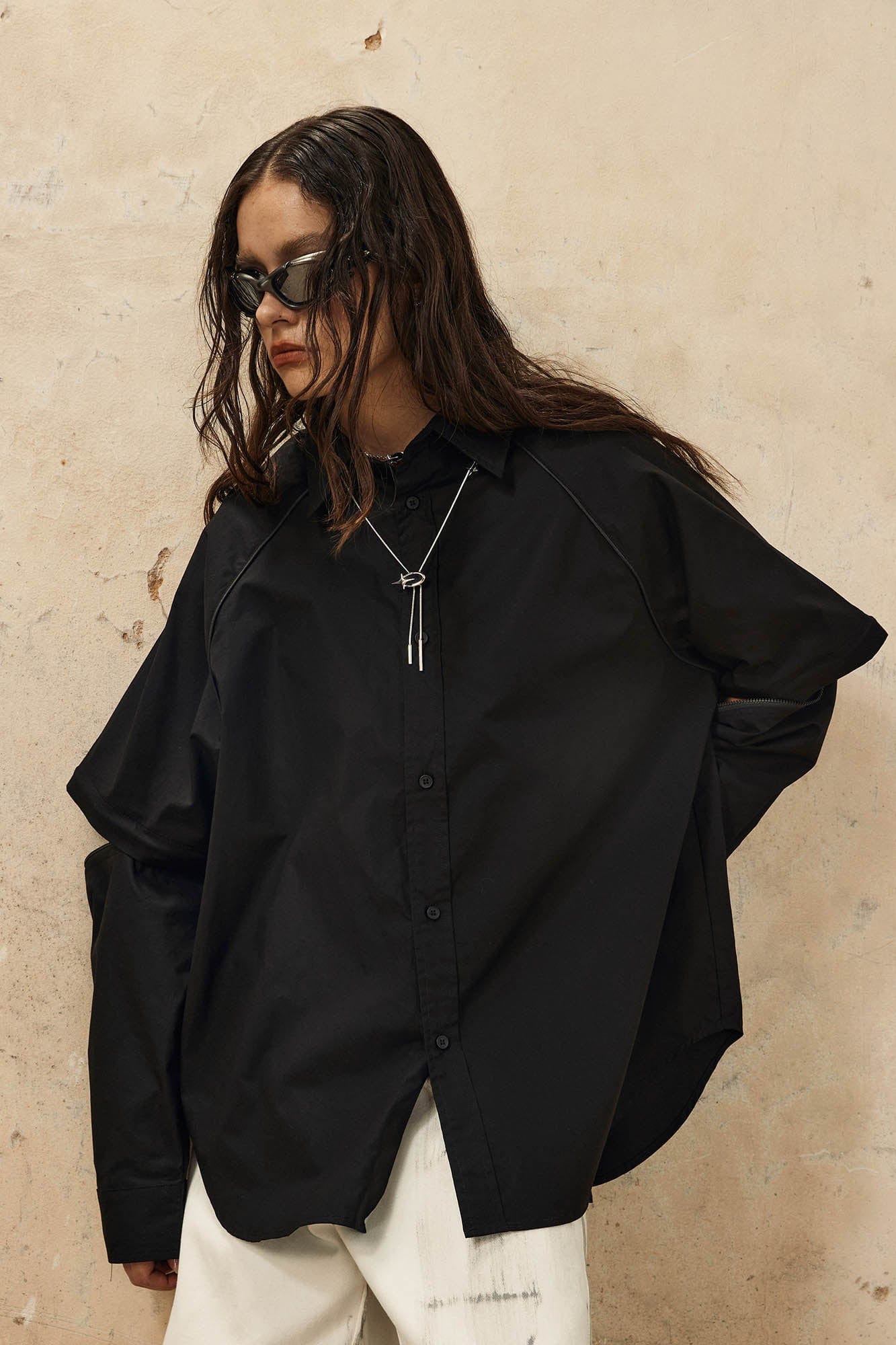 OVDY Detachable Sleeve Oversized Shirt