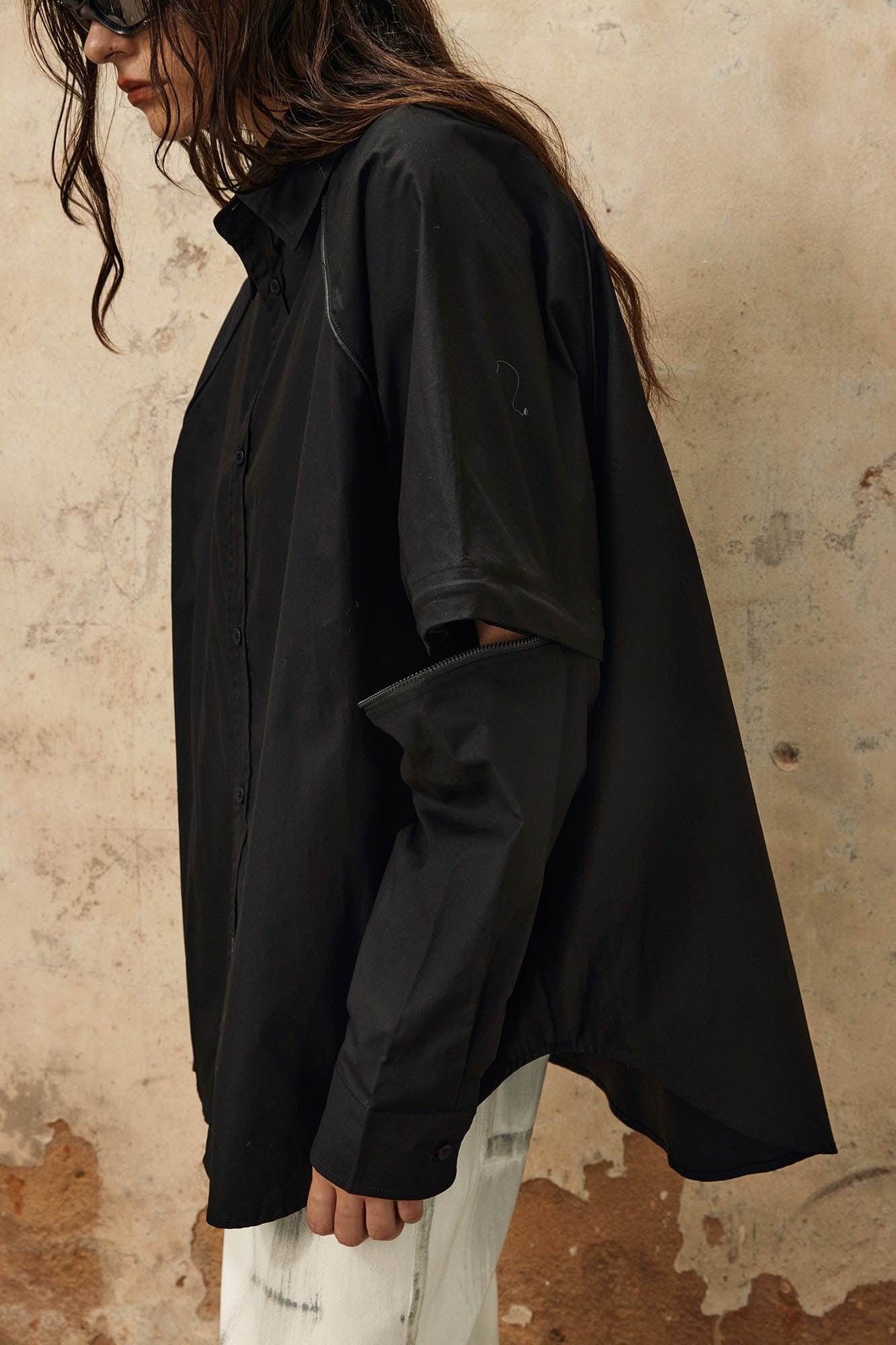 OVDY Detachable Sleeve Oversized Shirt