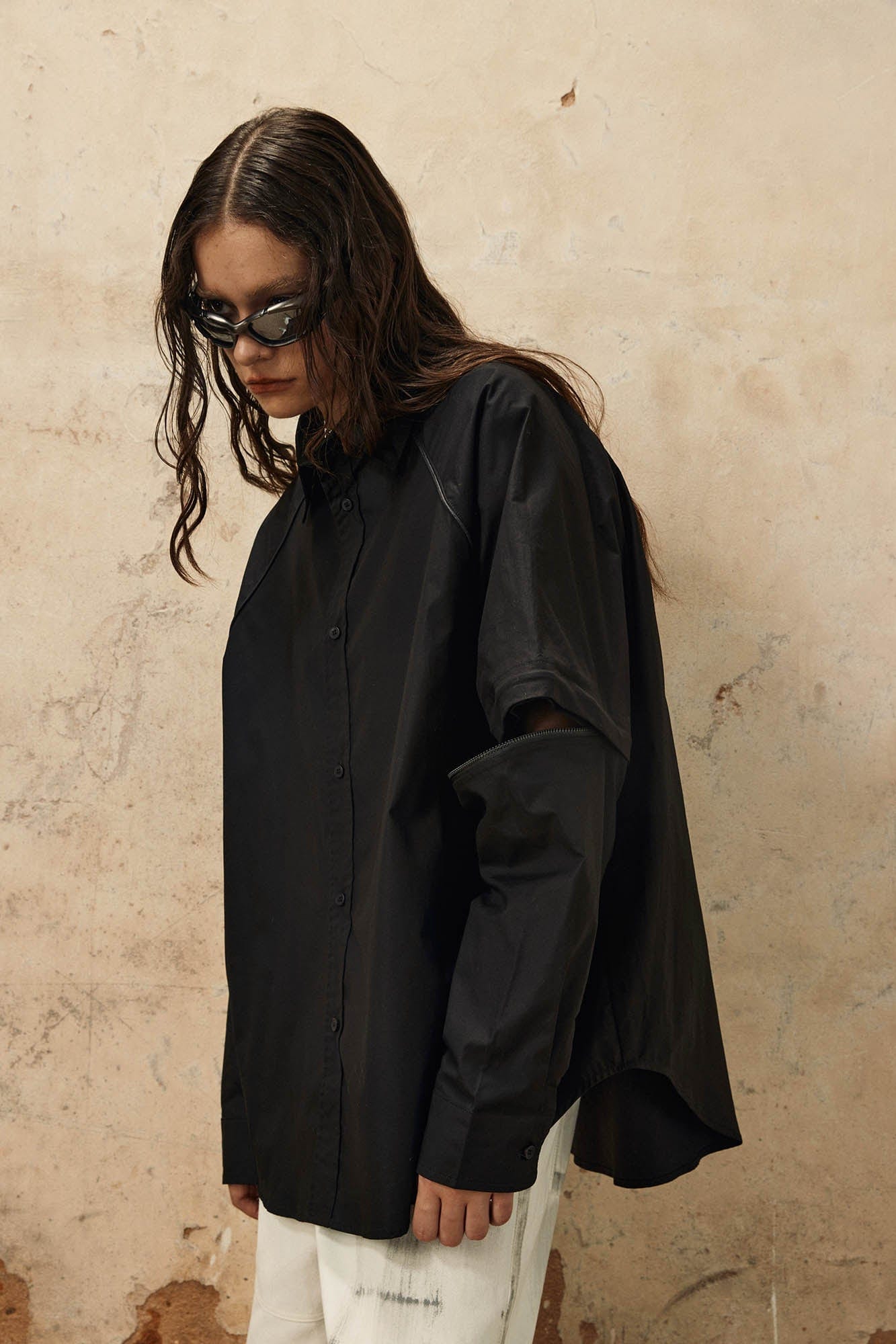 OVDY Detachable Sleeve Oversized Shirt