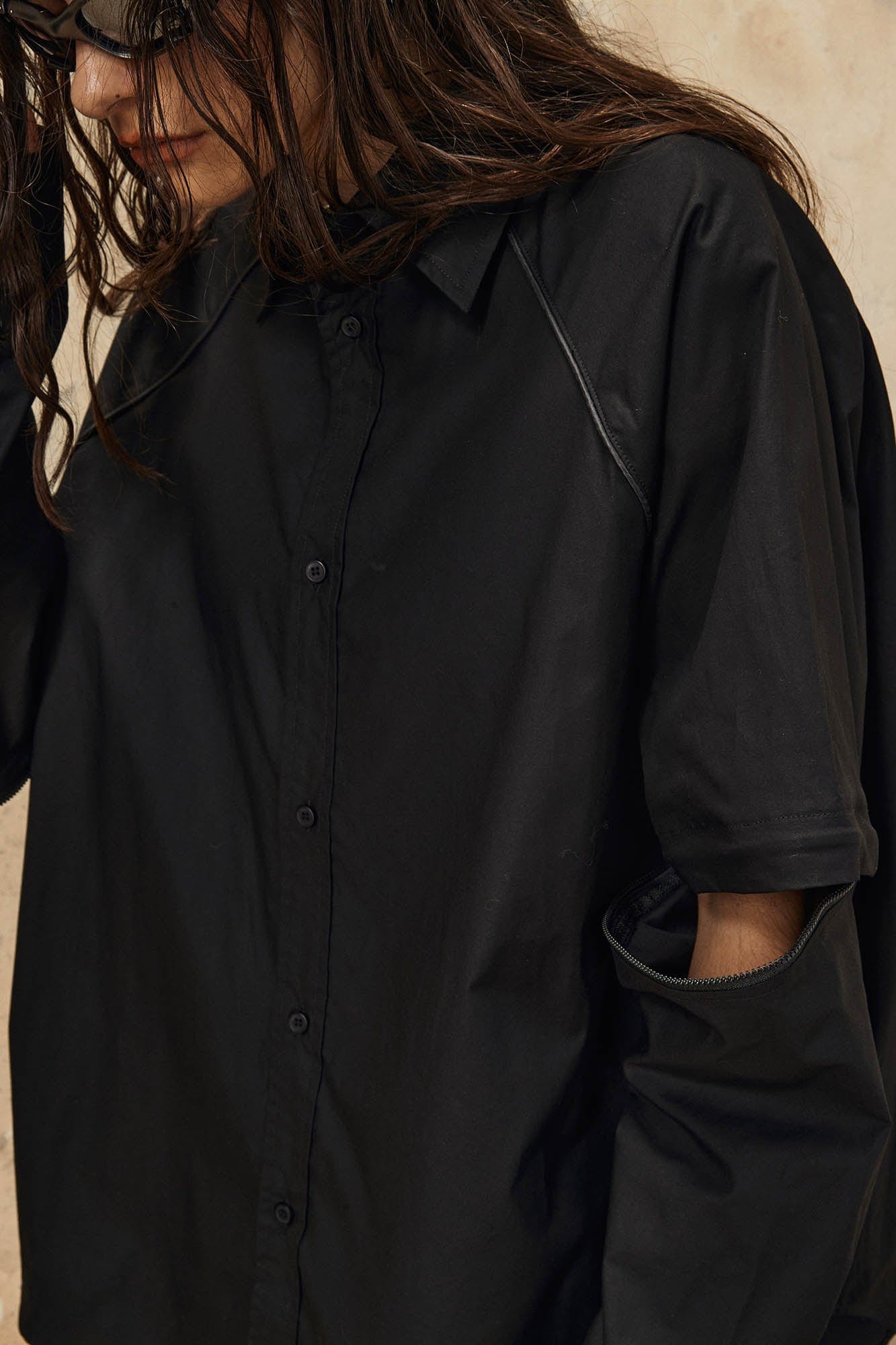 OVDY Detachable Sleeve Oversized Shirt