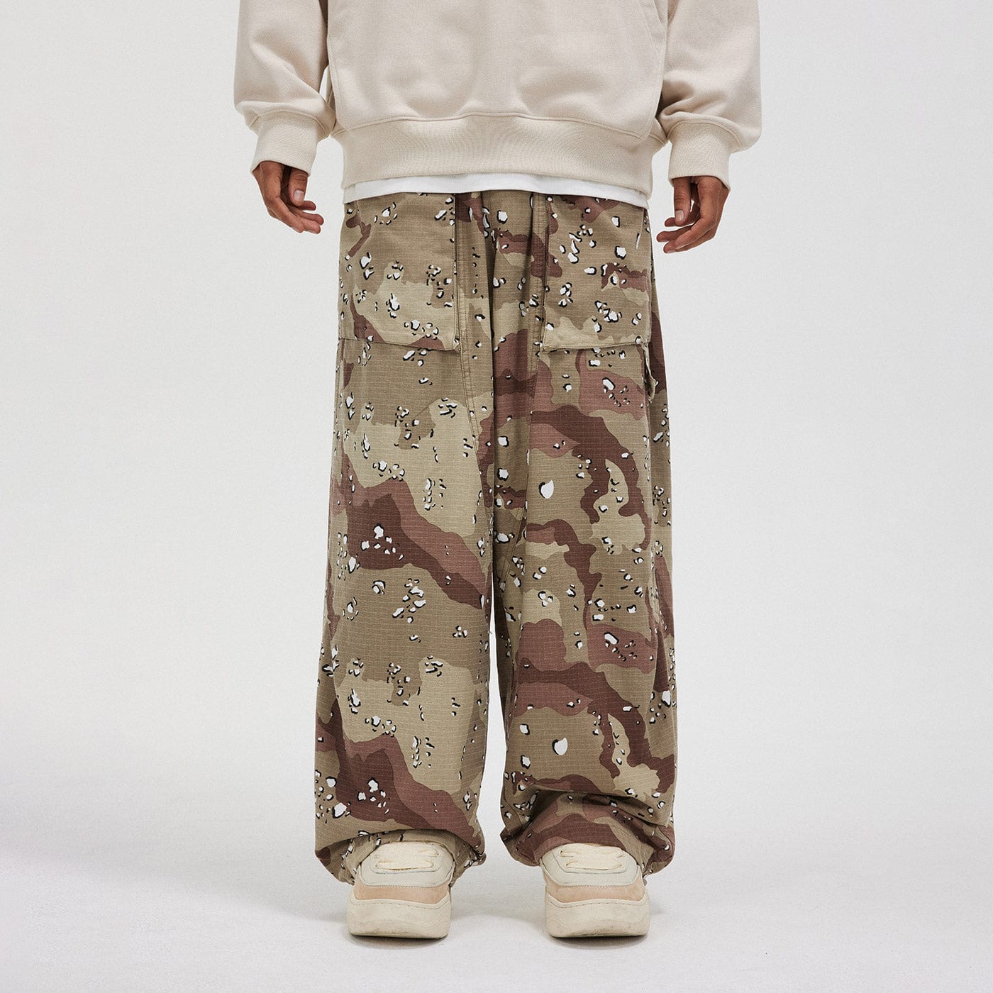 BONELESS Zipper Pockets Camouflage Straight Pants, premium urban and streetwear designers apparel on PROJECTISR.com, BONELESS