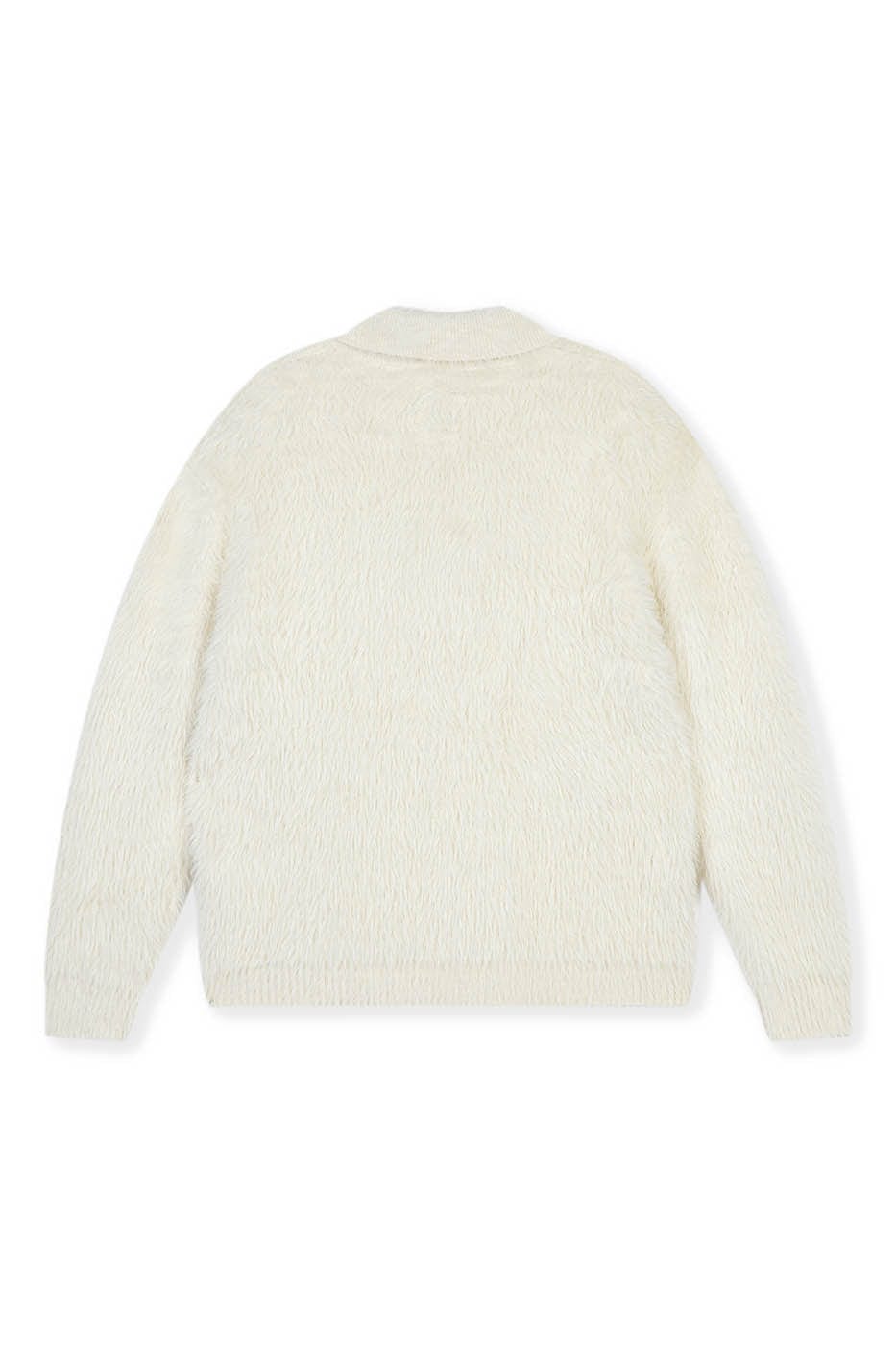BONELESS Mohair Embroidered Logo Polo Sweater, premium urban and streetwear designers apparel on PROJECTISR.com, BONELESS