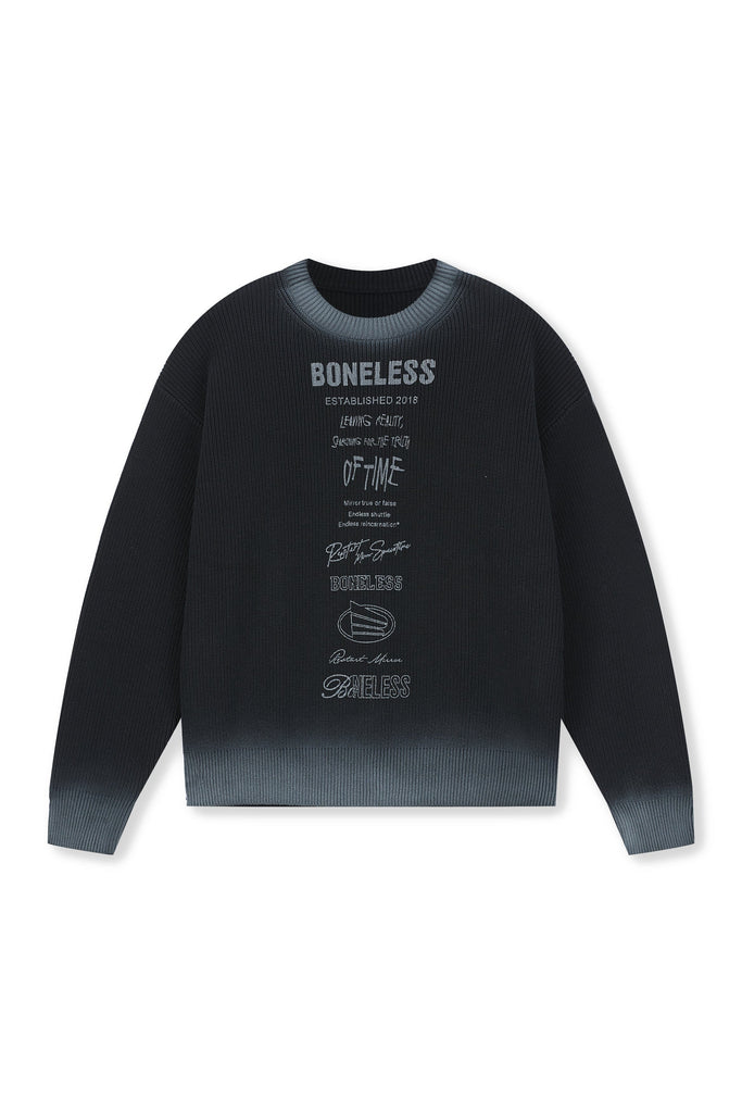 BONELESS Gradient All-Logo Sweater, premium urban and streetwear designers apparel on PROJECTISR.com, BONELESS