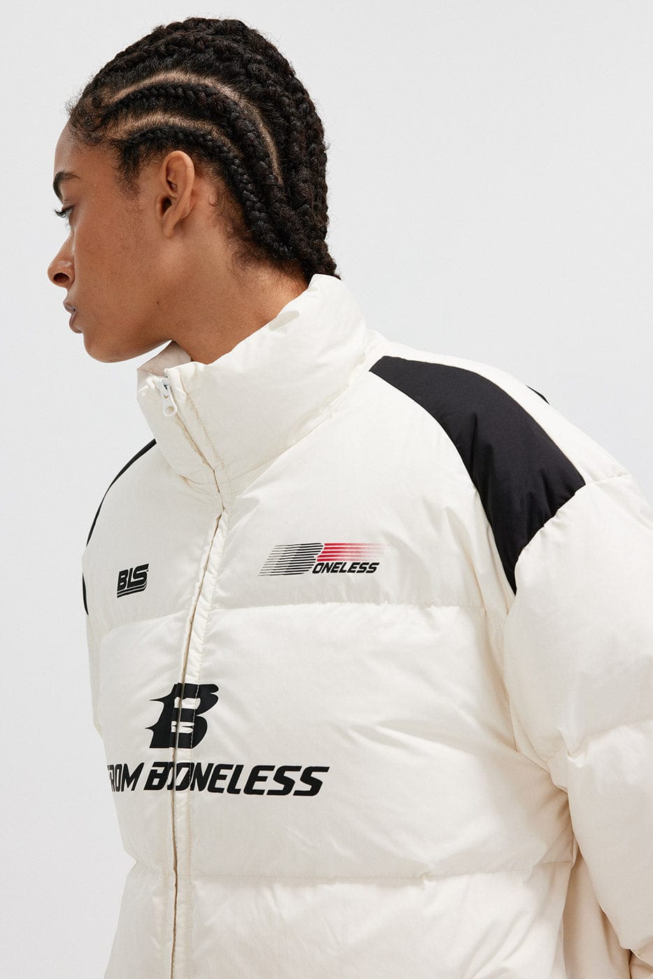 BONELESS Racing Down Jacket, premium urban and streetwear designers apparel on PROJECTISR.com, BONELESS