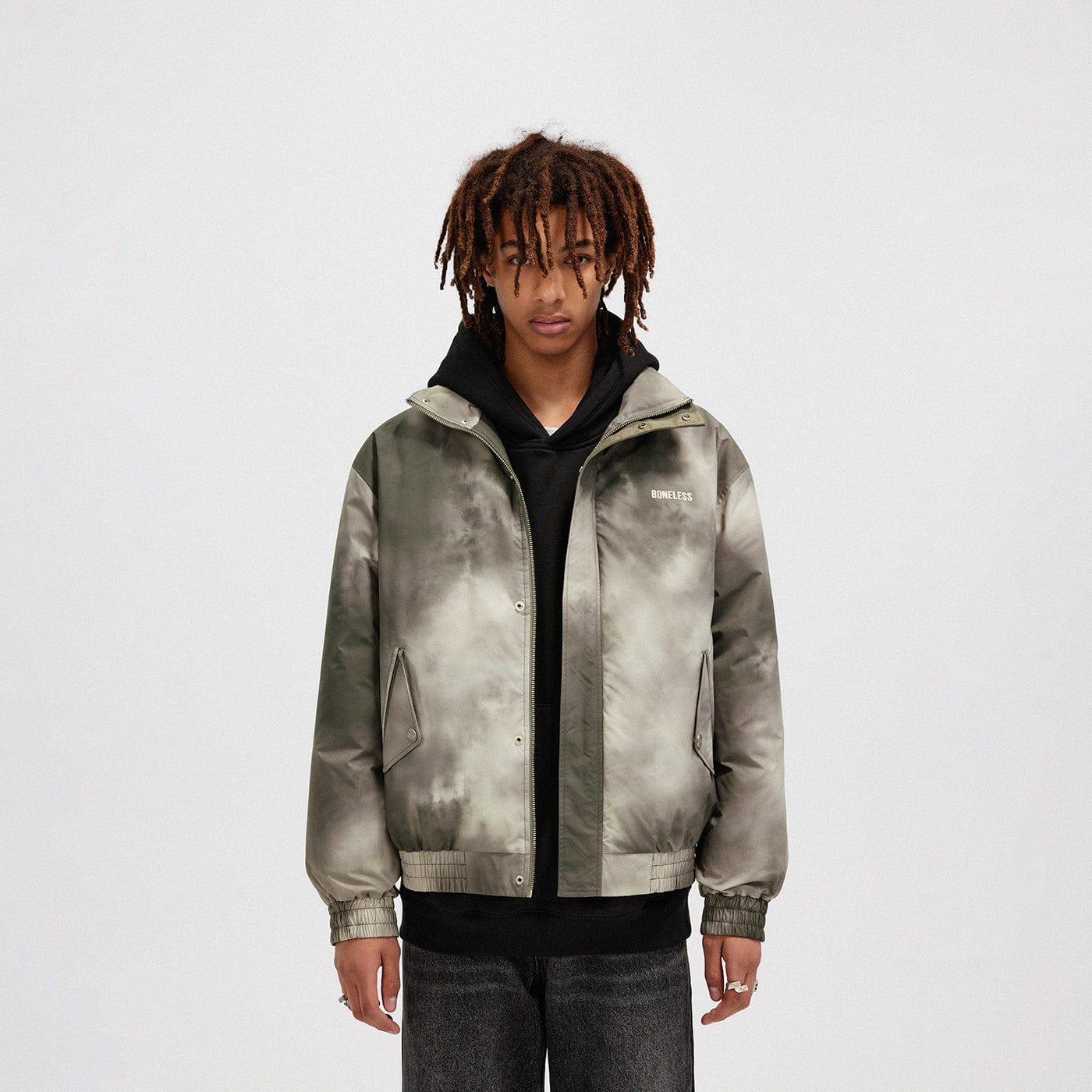 BONELESS Smoke Tie-Dye Puffer Jacket, premium urban and streetwear designers apparel on PROJECTISR.com, BONELESS