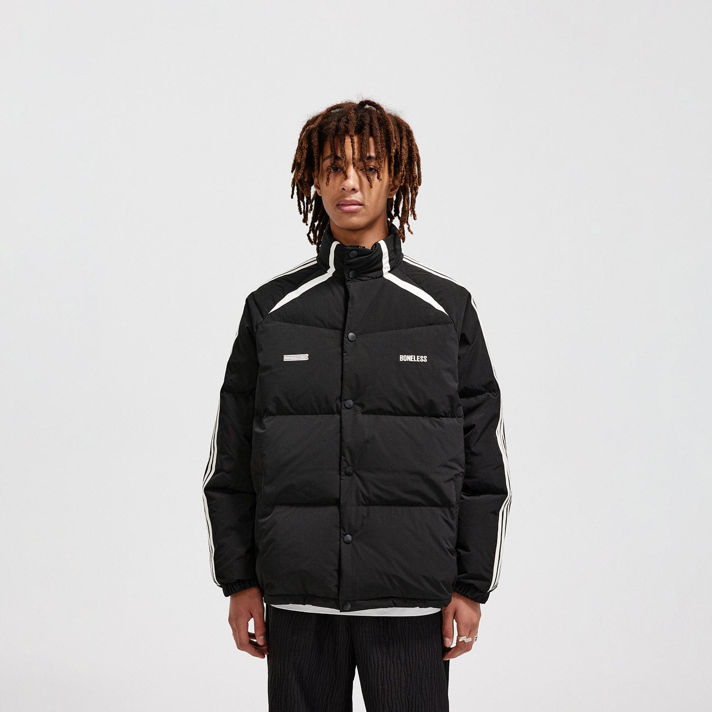 BONELESS Side Stripes Down Jacket, premium urban and streetwear designers apparel on PROJECTISR.com, BONELESS