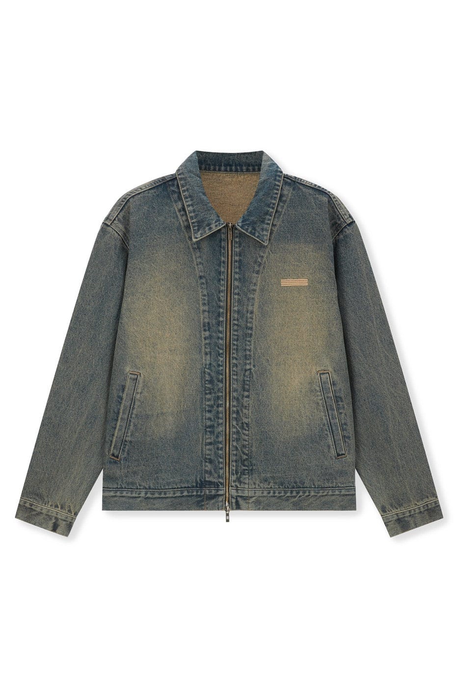 BONELESS Washed Spliced Denim Jacket, premium urban and streetwear designers apparel on PROJECTISR.com, BONELESS