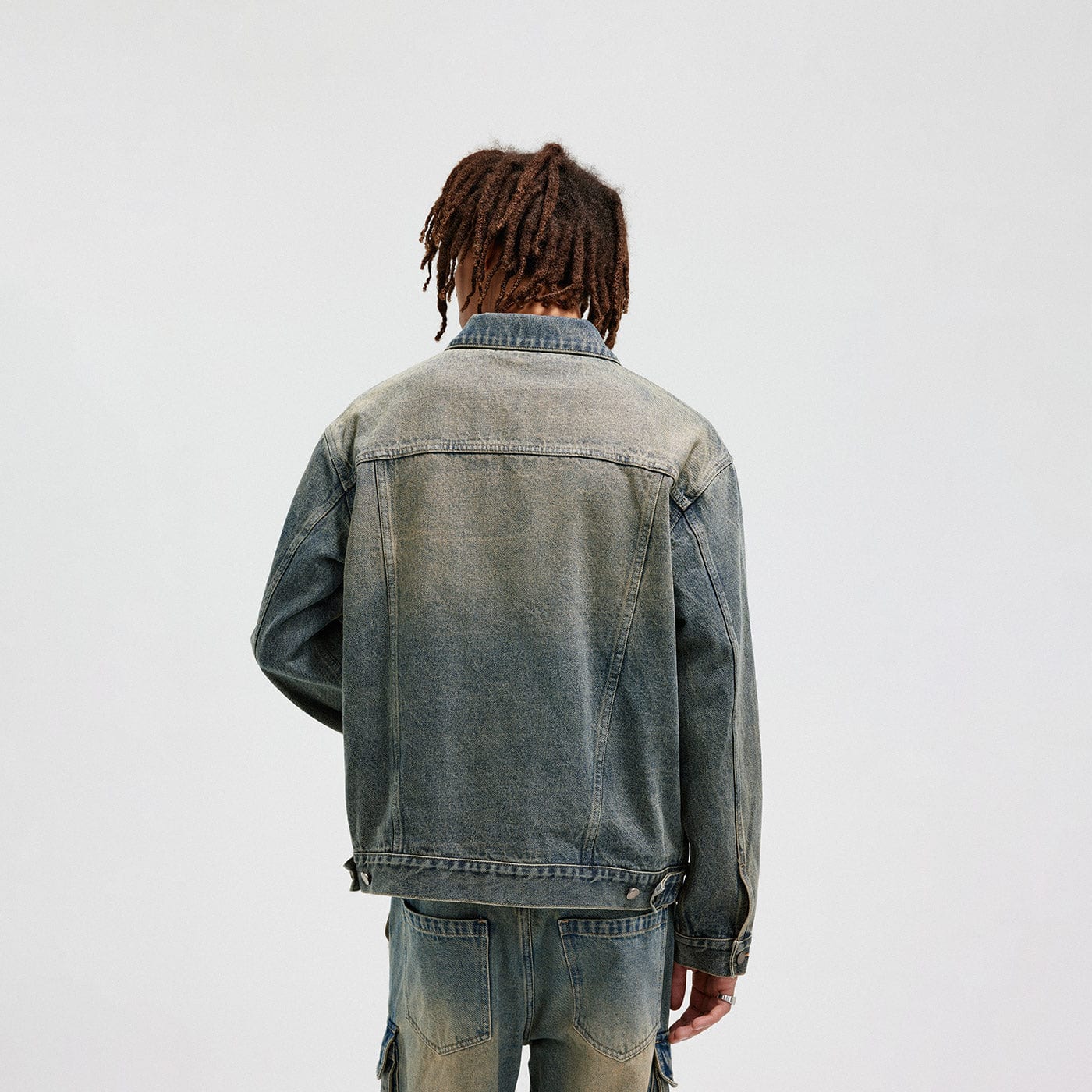 BONELESS Washed Spliced Denim Jacket, premium urban and streetwear designers apparel on PROJECTISR.com, BONELESS