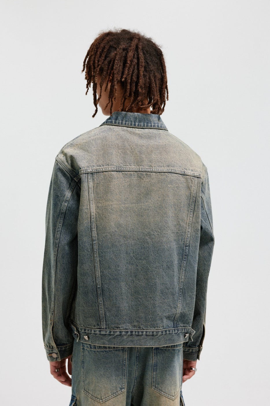 BONELESS Washed Spliced Denim Jacket, premium urban and streetwear designers apparel on PROJECTISR.com, BONELESS