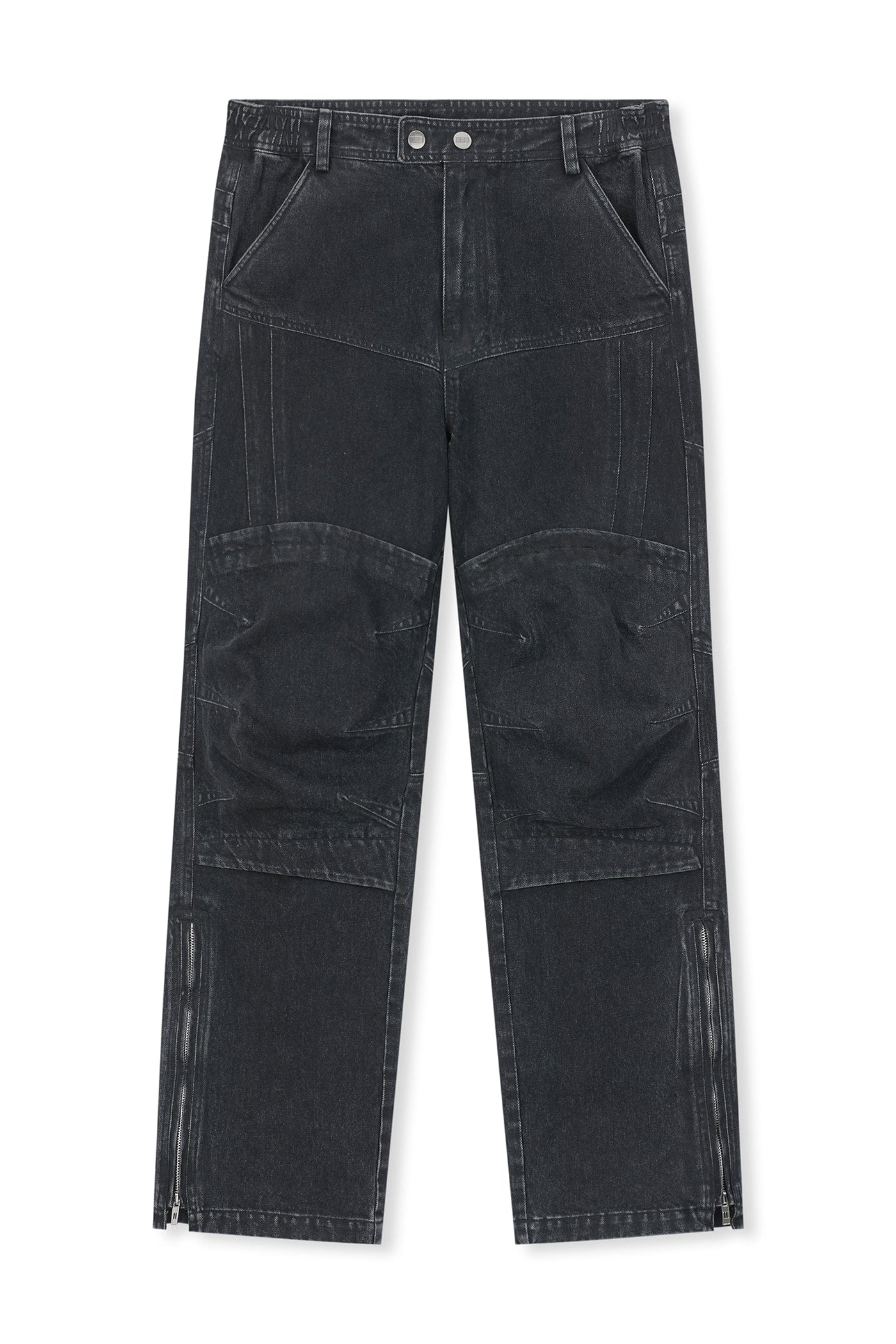 BONELESS Distressed Deconstructed Zipper Jeans