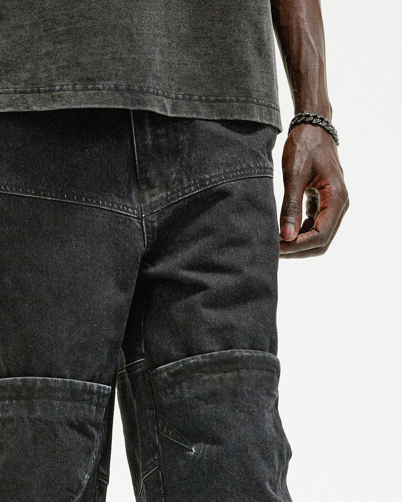 BONELESS Distressed Deconstructed Zipper Jeans