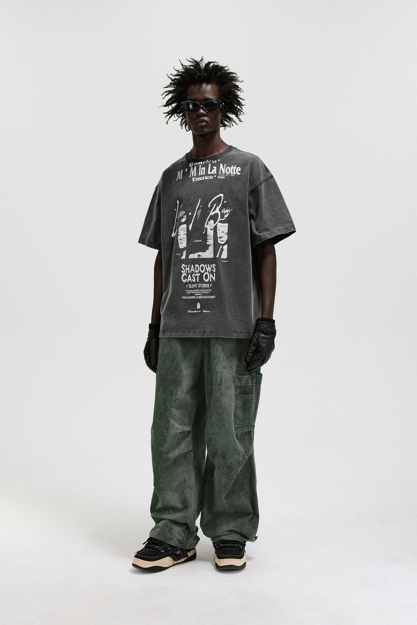 BONELESS Washed Multi-Pocket Crinkled Cargo Pants