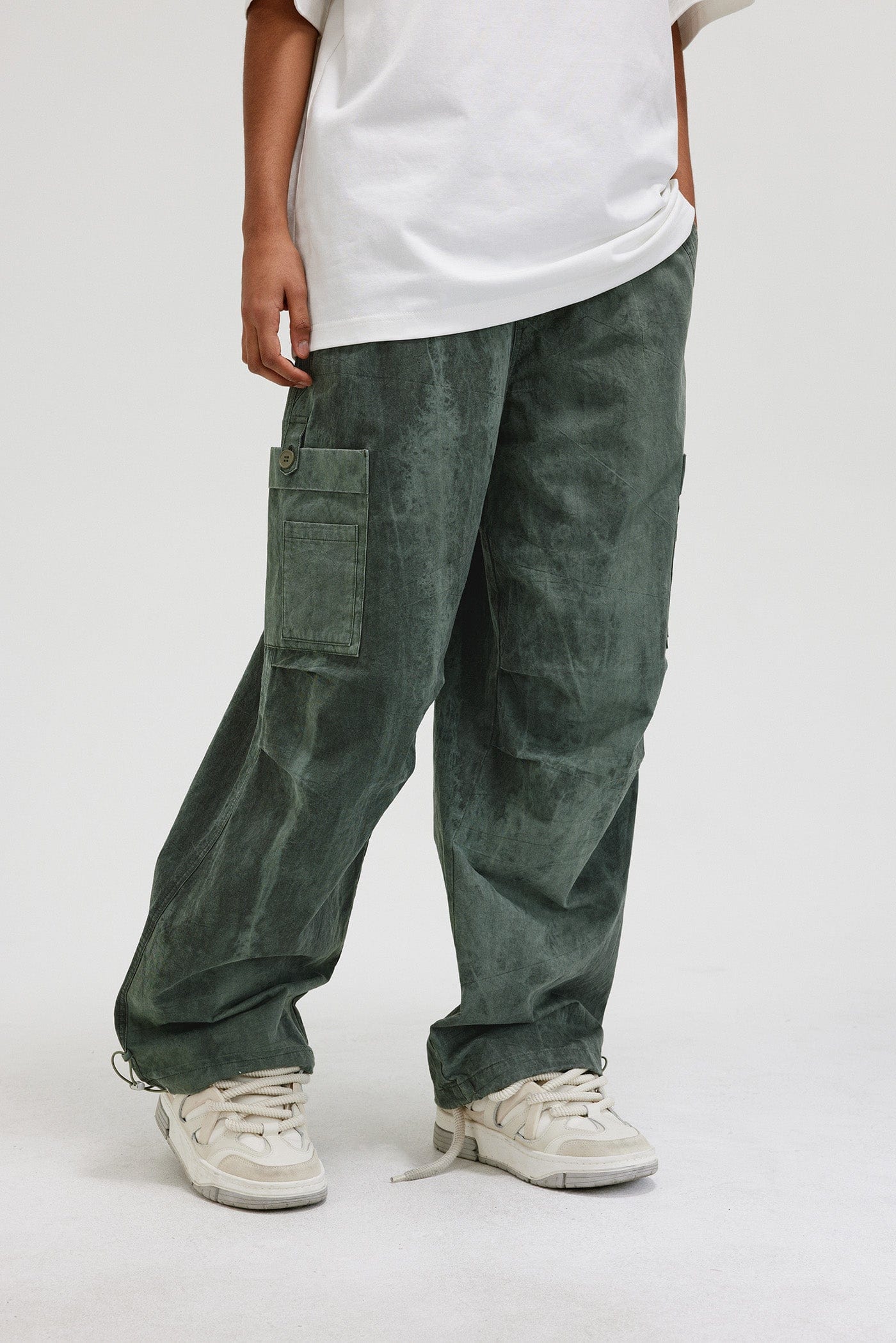 KCLOT Streetwear Outdoor Fashion Black Punk Cargo Pants for