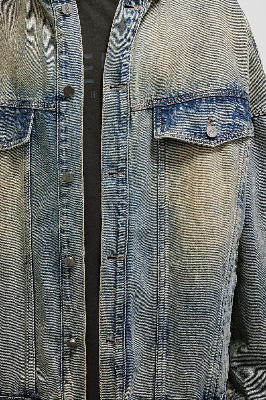 BONELESS Washed Pocket Hooded Denim Jacket, premium urban and streetwear designers apparel on PROJECTISR.com, BONELESS