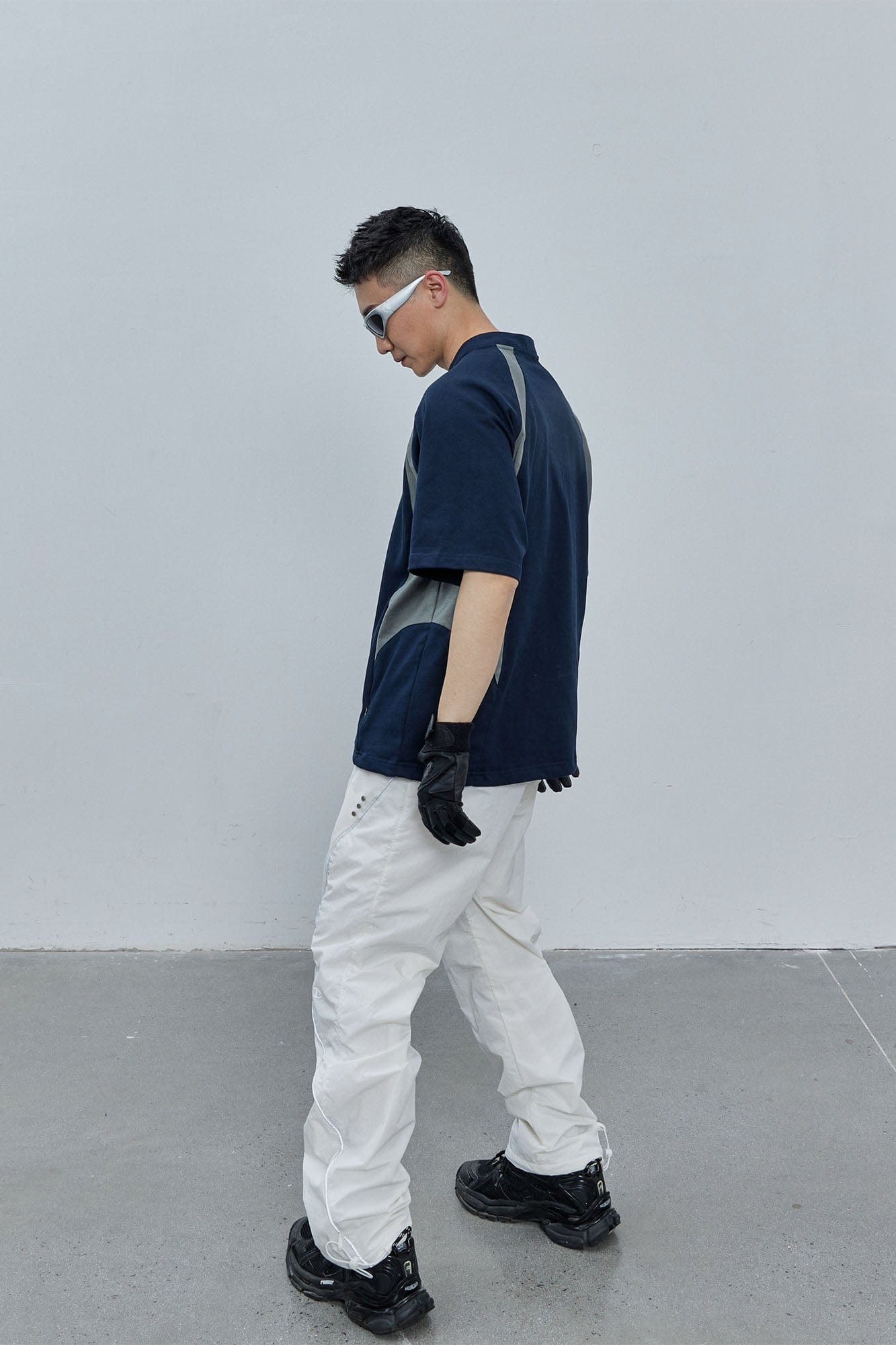CATSSTAC Contrast Panel Half-Zip Oversized T-Shirt, premium urban and streetwear designers apparel on PROJECTISR.com, CATSSTAC