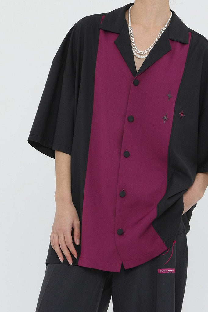 MIICHOUS Color Block Spliced Half Shirt, premium urban and streetwear designers apparel on PROJECTISR.com, Miichous