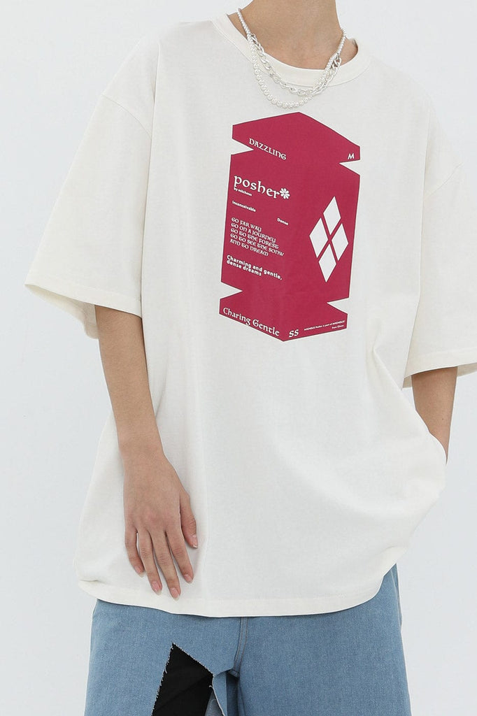 MIICHOUS Geometric Theme Slogan T-Shirt, premium urban and streetwear designers apparel on PROJECTISR.com, Miichous