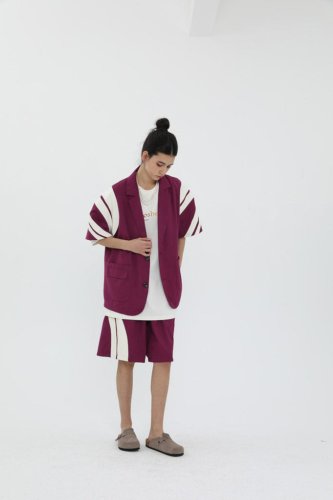MIICHOUS Spliced Half Sleeve Blazer, premium urban and streetwear designers apparel on PROJECTISR.com, Miichous
