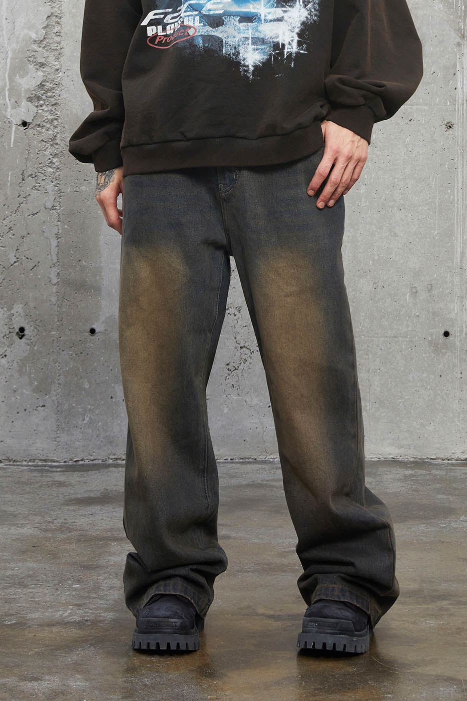 F2CE Dirty Fit Distressed Straight Pants, premium urban and streetwear designers apparel on PROJECTISR.com, F2CE